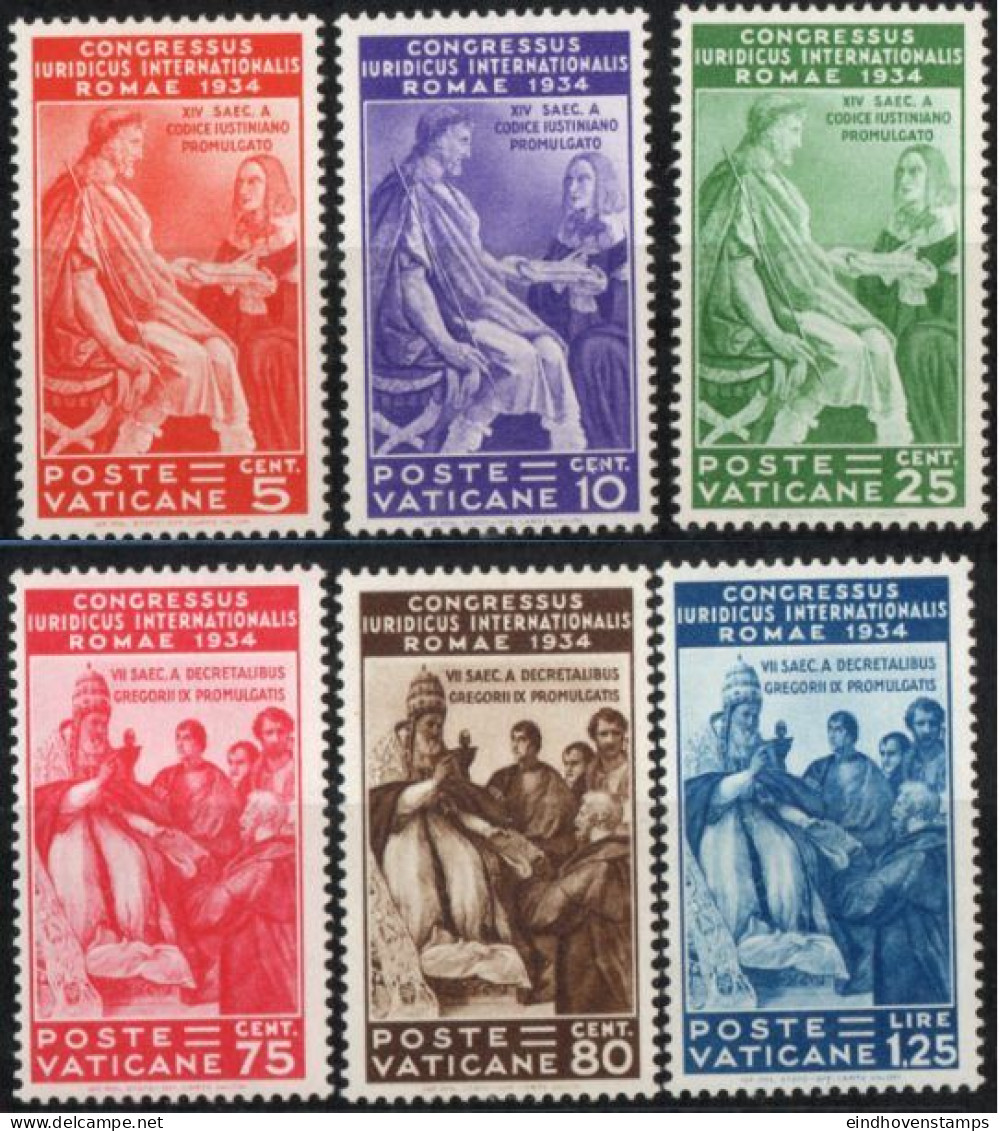 Vatican 1935 International Lawyers' Conference 6 Values MNH - Neufs