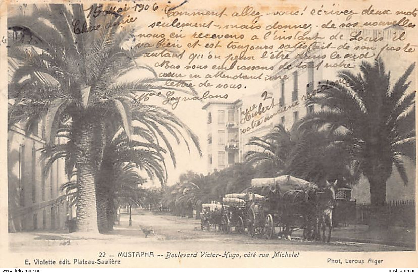 Algérie - Alger MUSTAPHA - Boulevard Victor Hugo, Côté Rue Michelet - Ed. E. Violette 22 - Algeri