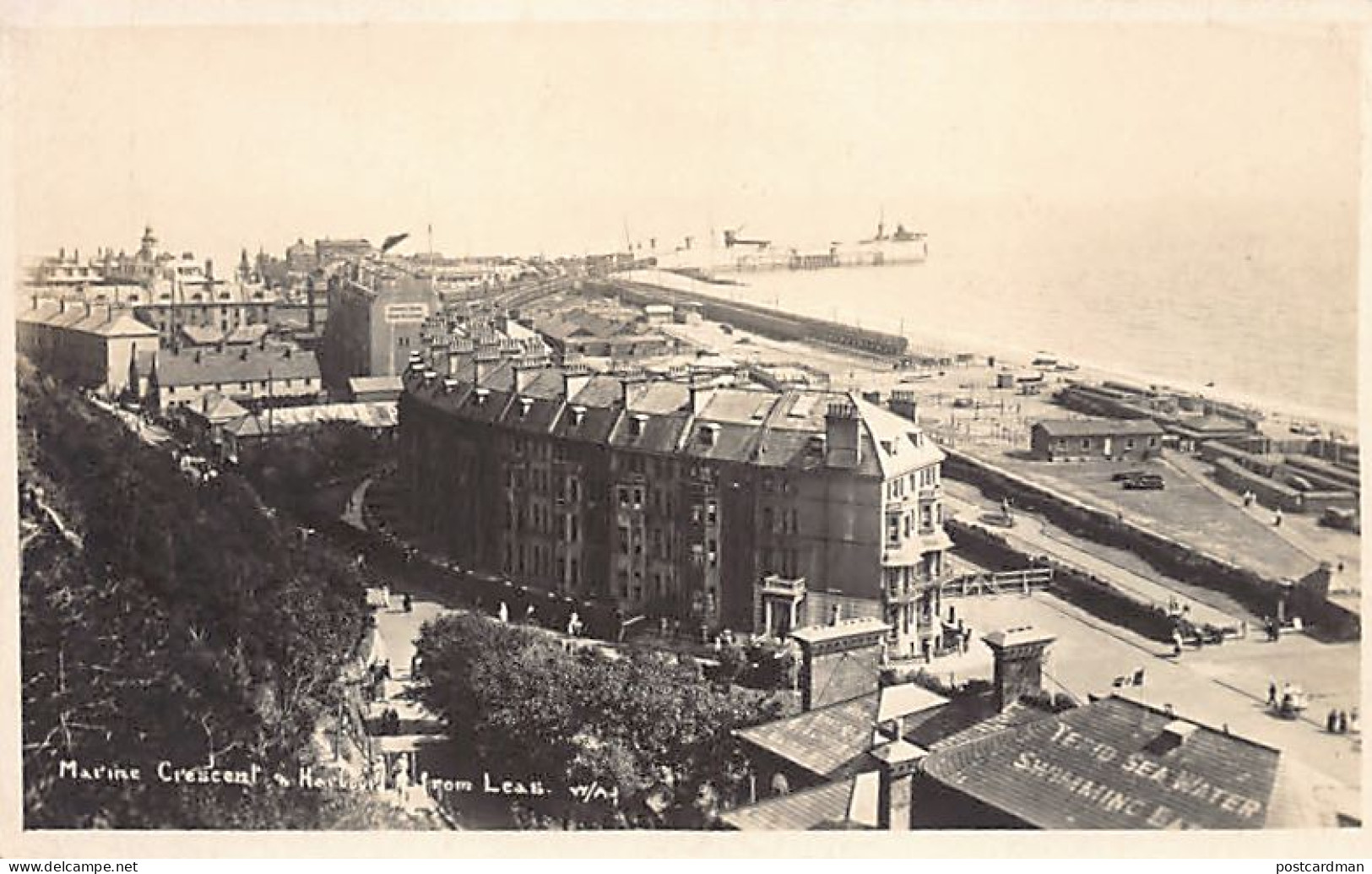 England - Kent - FOLKESTONE Marine Crescent & Harbour From Leas - Folkestone