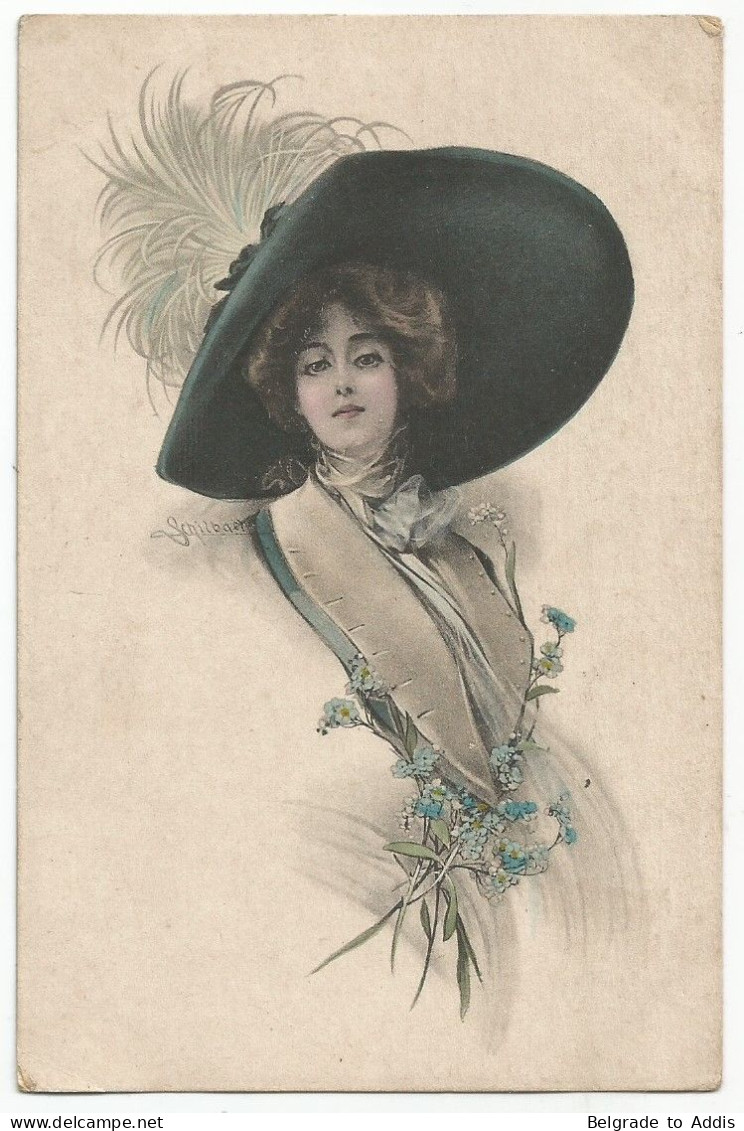 Postcard Oude Postkaart Carte Postale CPA Woman Fashion Women's Hat Femme Mode Féminine Chapeau Schilbach (2) - Schilbach
