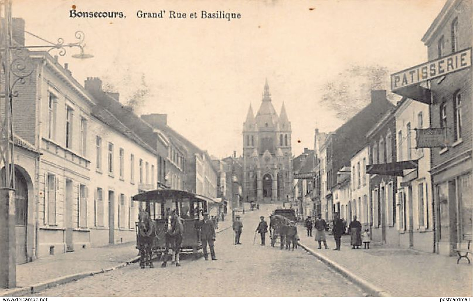 BON-SECOURS Péruwelz (Hainaut) Tramway Hippomobile - Grand' Rue Et Basilique - Pâtisserie - Ed. C.L. - Péruwelz