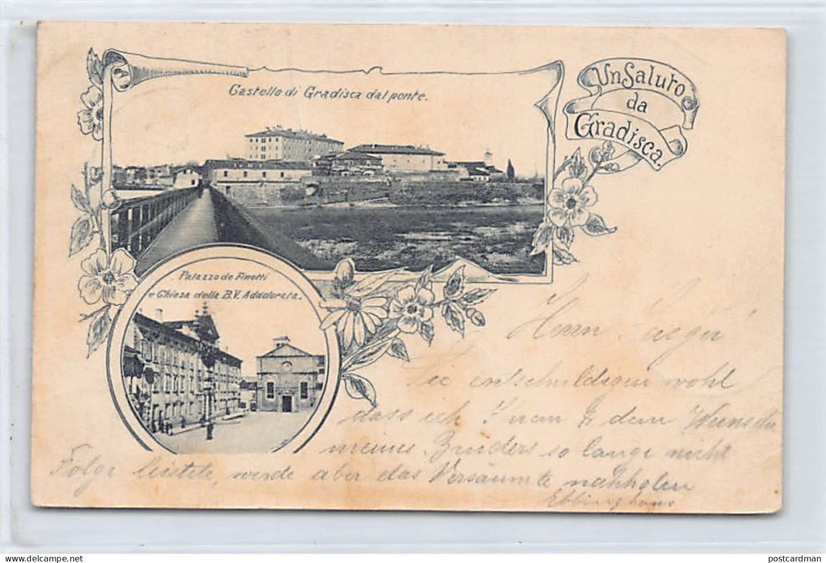 GRADISCA (GO) Castello Dal Ponte - Palezzo De Finetti E Chiesa - Anno 1898 - Sonstige & Ohne Zuordnung