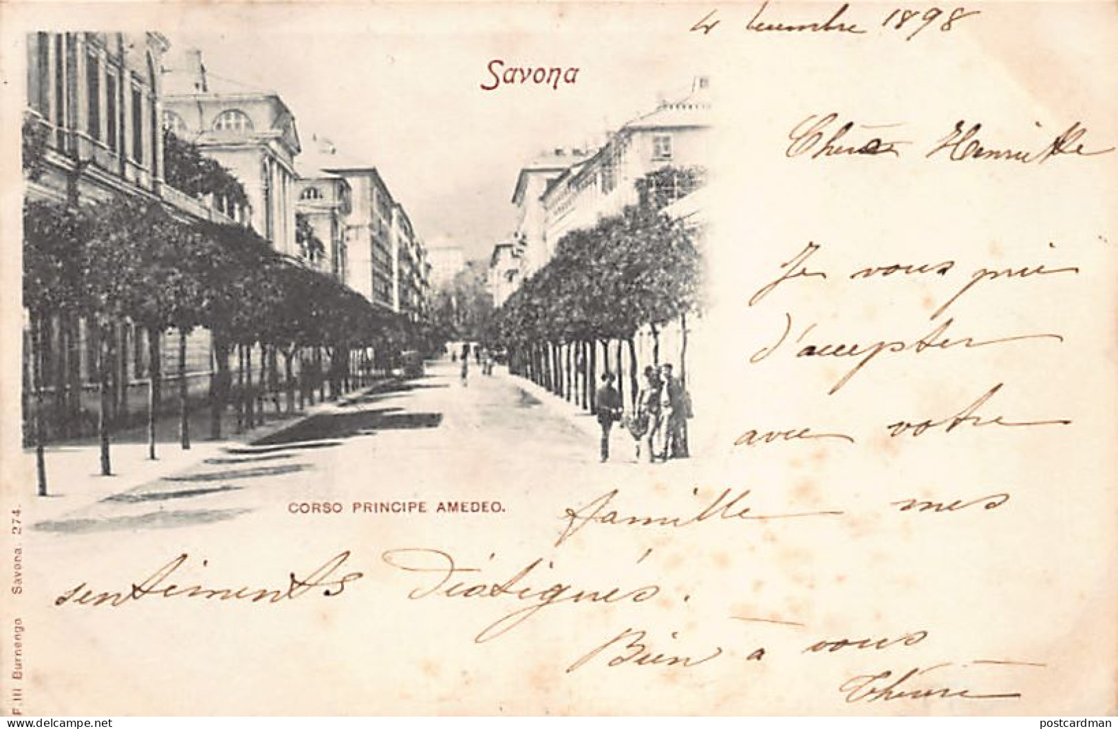 SAVONA - Corso Principe Amedeo - Anno 1898 - Savona