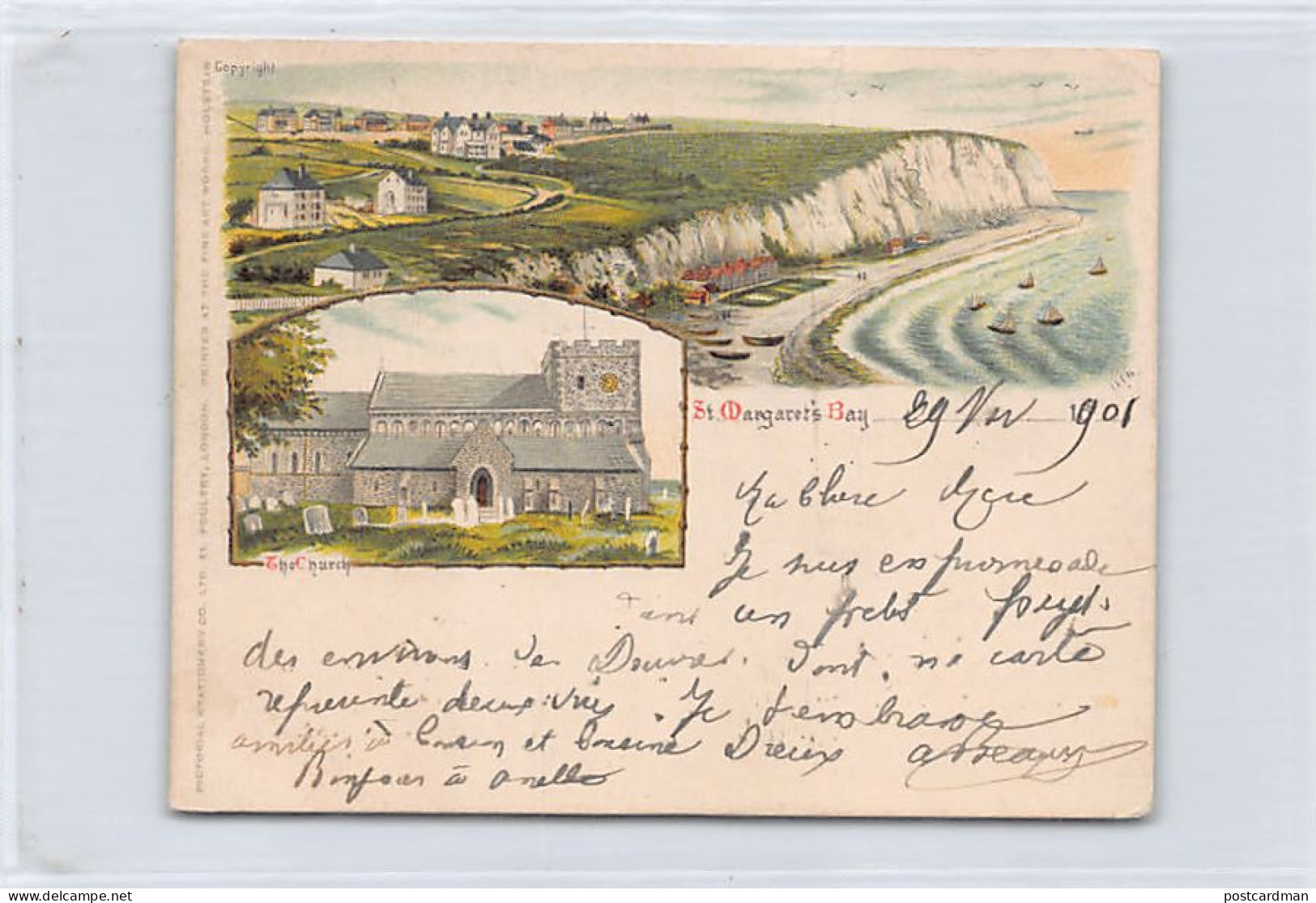 England - ST. MARGARET'S BAY (Kent) The Church - LITHO - FORERUNNER POSTCARD Small Size - Publ. Pictorial Staionery Co.  - Autres & Non Classés