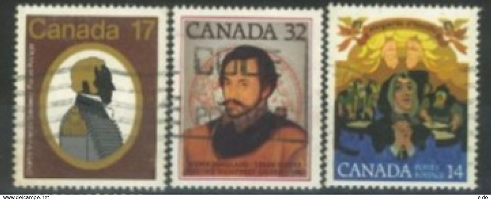 CANADA - 1978/83, MARGUERITE D'YOUVILLE COMMEMORATION, CHARLES MICHEL & SIR HUMPHREY. STAMPS SET OF 3, USED. - Gebraucht