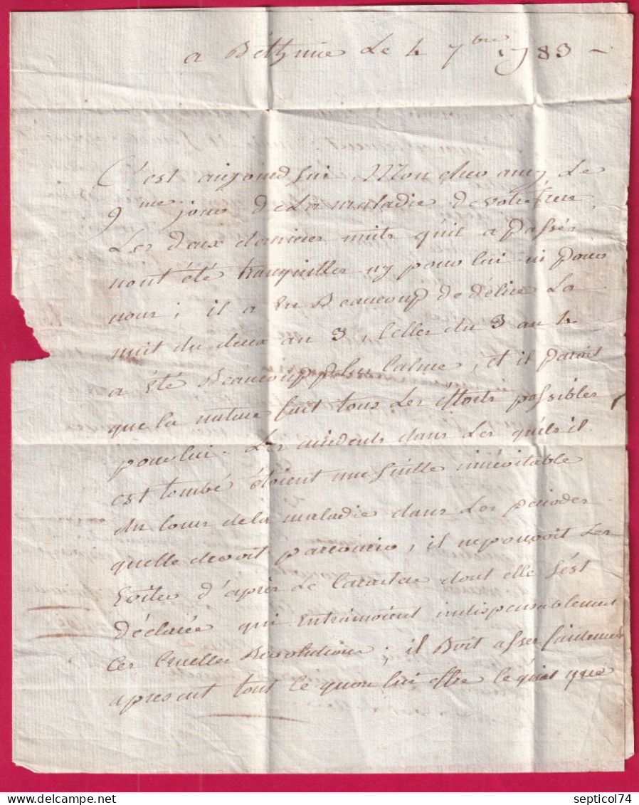 DEBOURSE MANUSCRIT DE DOL DE BRETAGNE 1783 LENAIN N°5 INDICE 20 DEPART BETHUNE LN°4 PAS DE CALAIS LETTRE - 1701-1800: Precursores XVIII