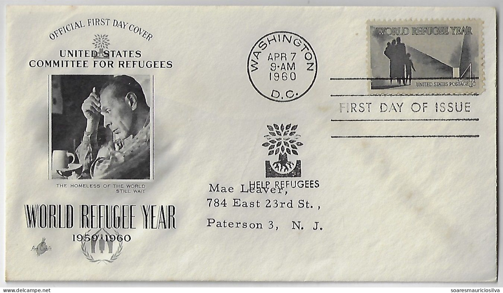 USA United States 1960 FDC World Refugee Year 1st Day Cover From Washington - 1951-1960
