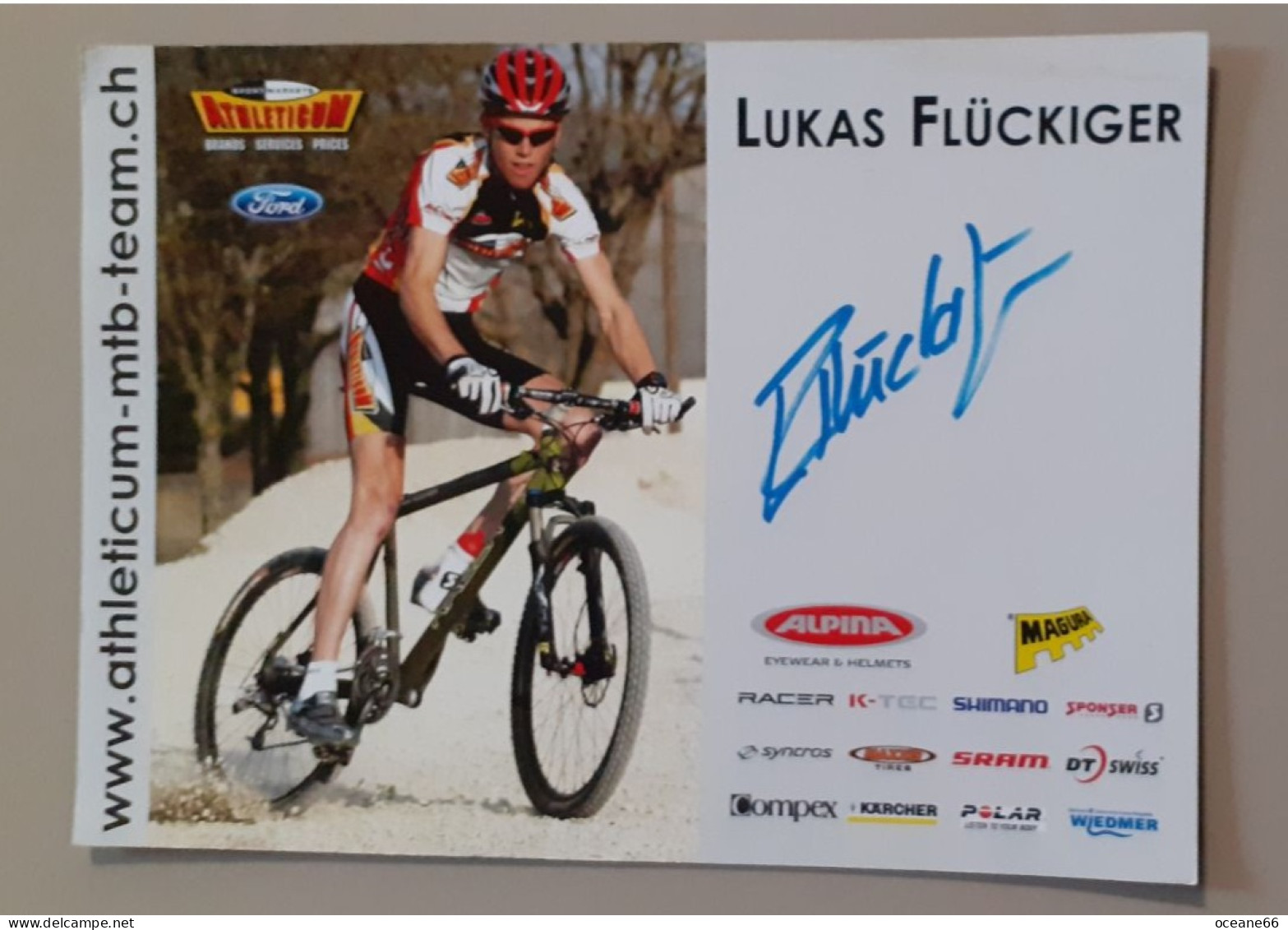 Autographe Lukas Flückiger Athleticum Format A5 - Ciclismo
