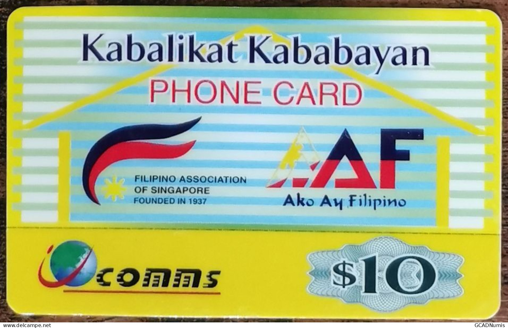 Carte De Recharge - Kabalikat Kababayan Comms Singapoure 10$ - Télécarte ~68 - Singapur