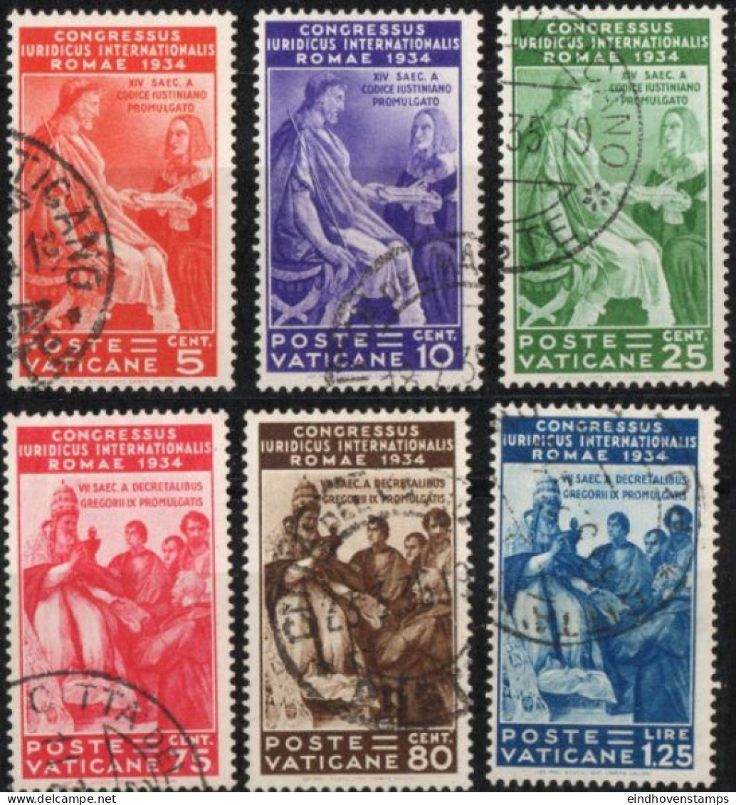 Vatican 1935 International Lawyers' Conference 6 Values Cancelled - Used Stamps