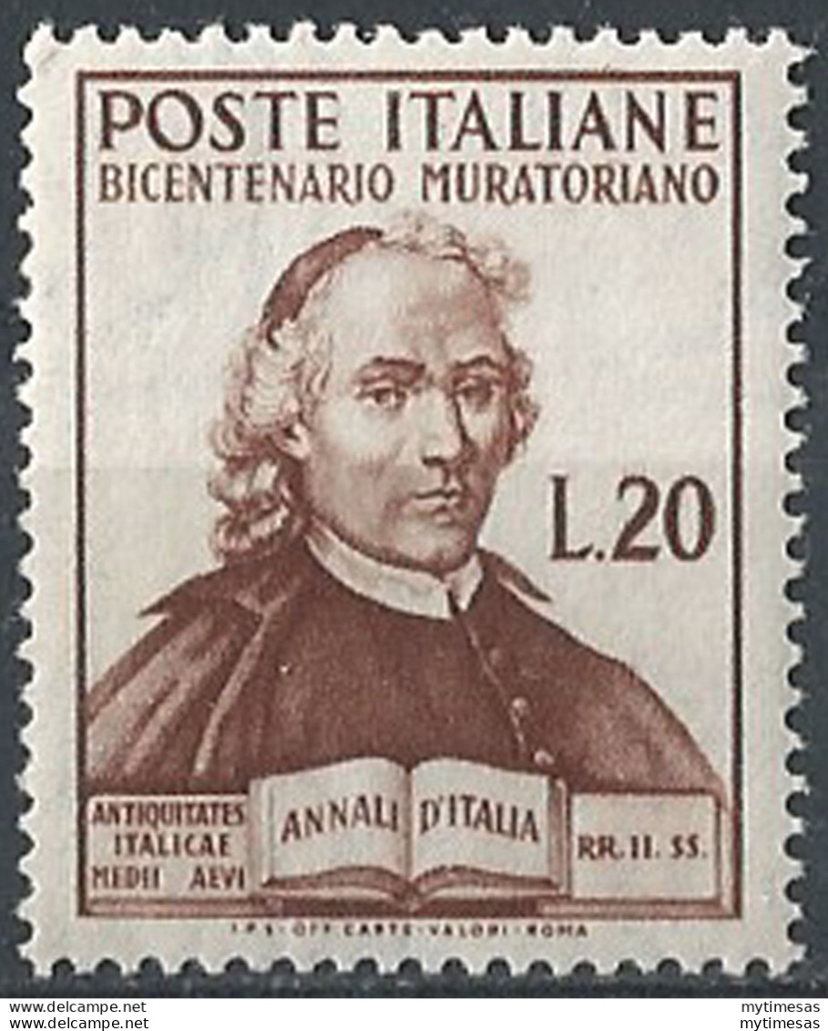 1950 Italia Ludovico Muratori MNH Sassone N. 625 - 1946-60: Mint/hinged
