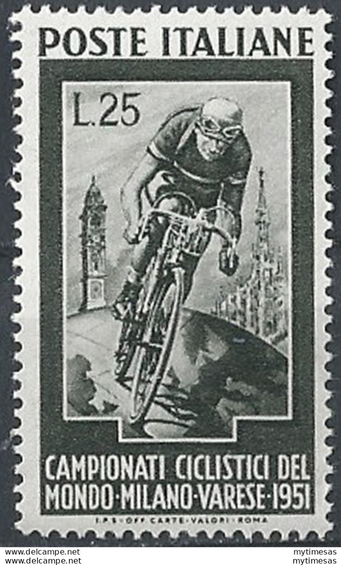 1951 Italia Mondiali Ciclismo MNH Sassone N. 669 - 1946-60: Mint/hinged