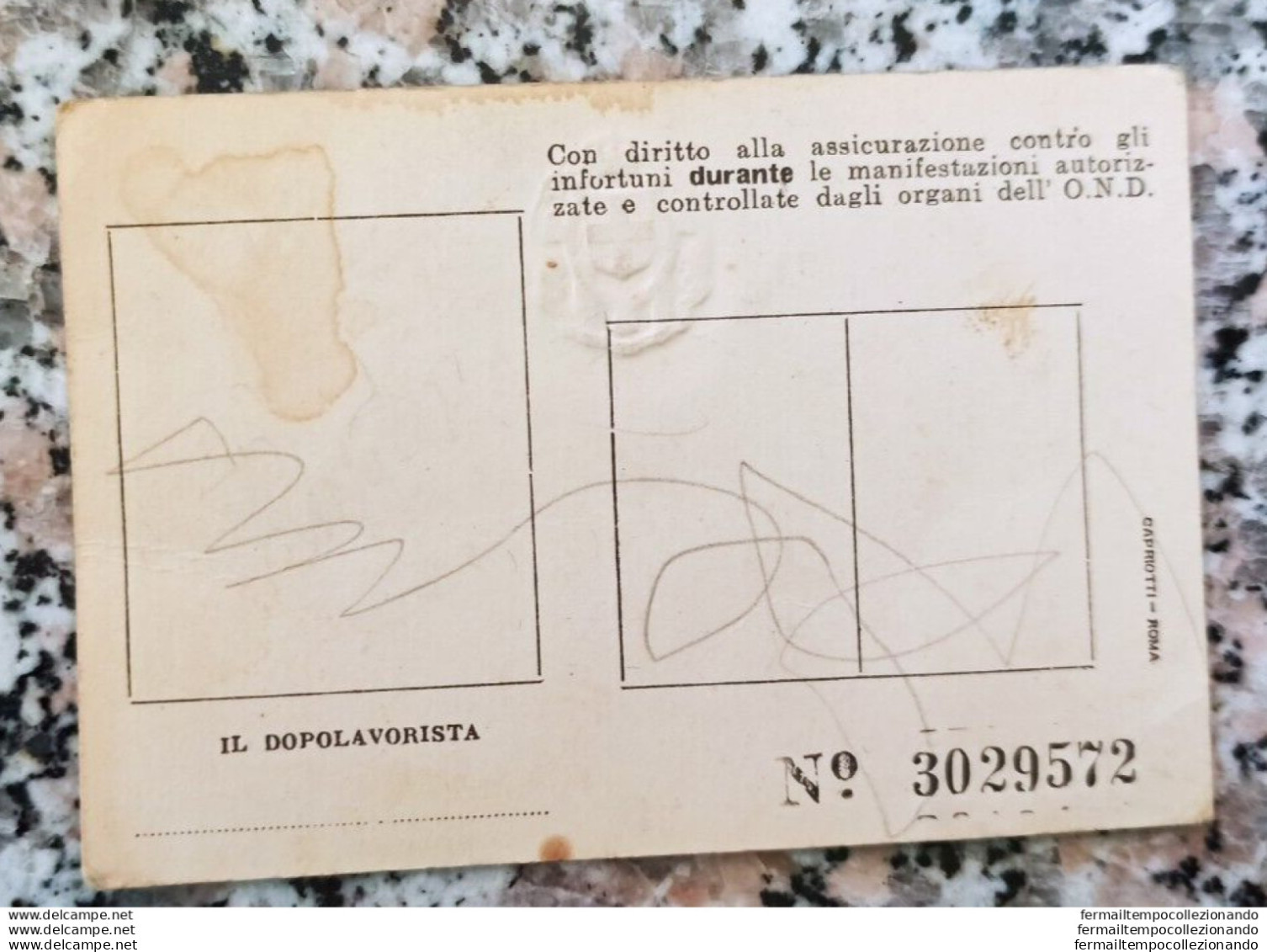 Bm7 Tessera Nazionale Fascista Dopolavoro Contursi Salerno - Membership Cards