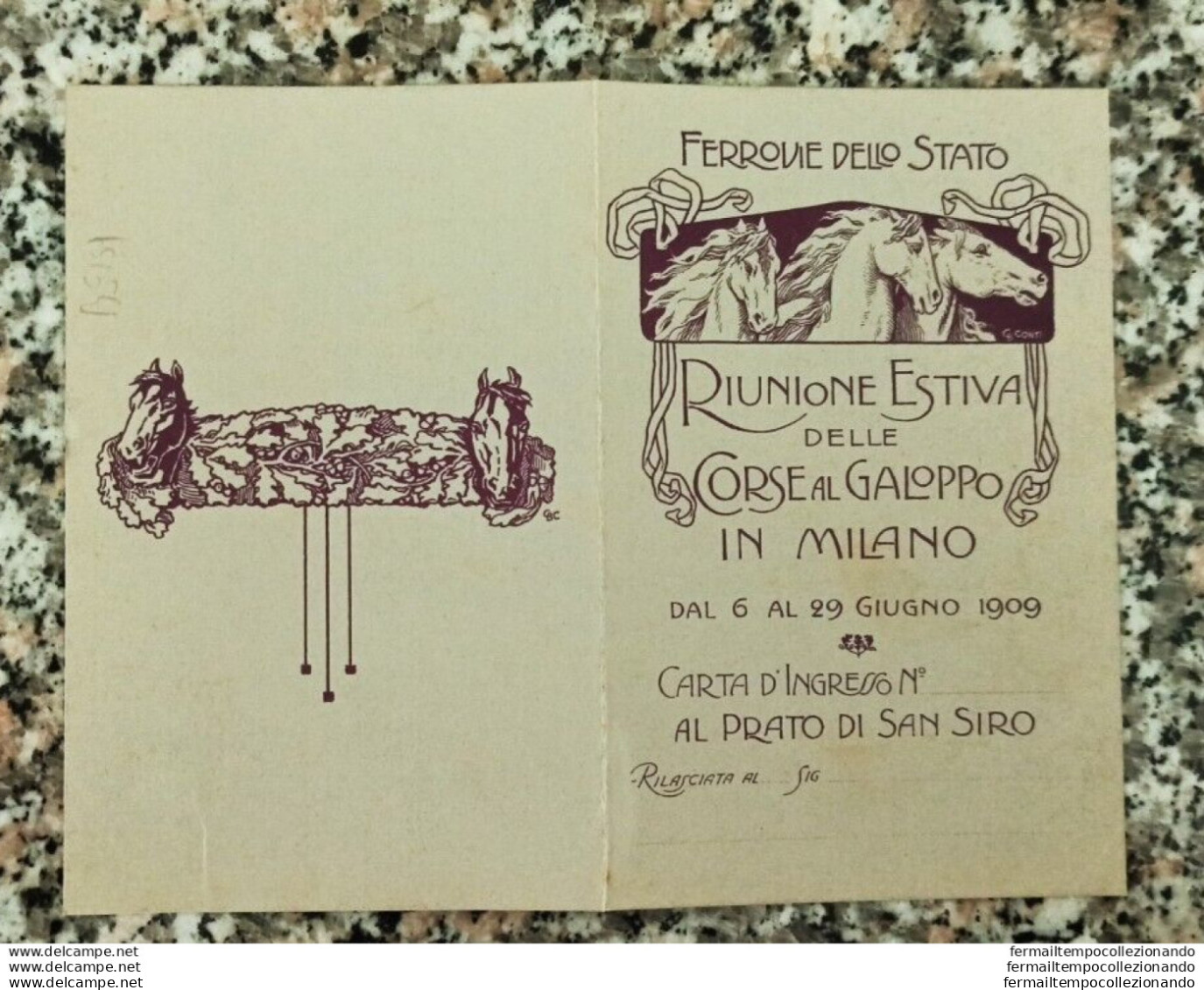 Be159 Carta D'ingresso Riunione Estiva Delle Corse Al Galoppo In Milano - Membership Cards