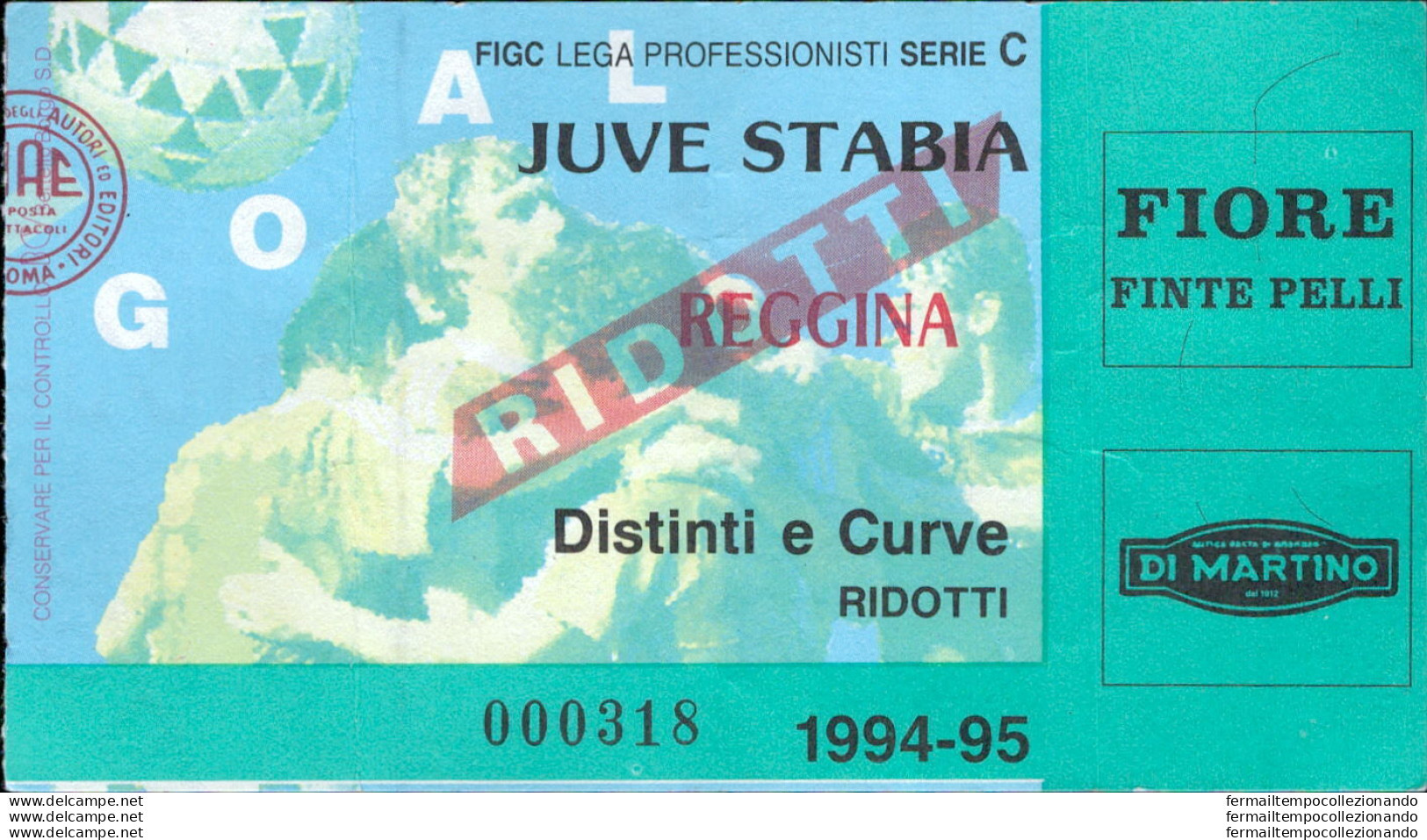 Bl13 Biglietto Calcio Ticket Juve Stabia - Reggina 1994-1995 - Eintrittskarten