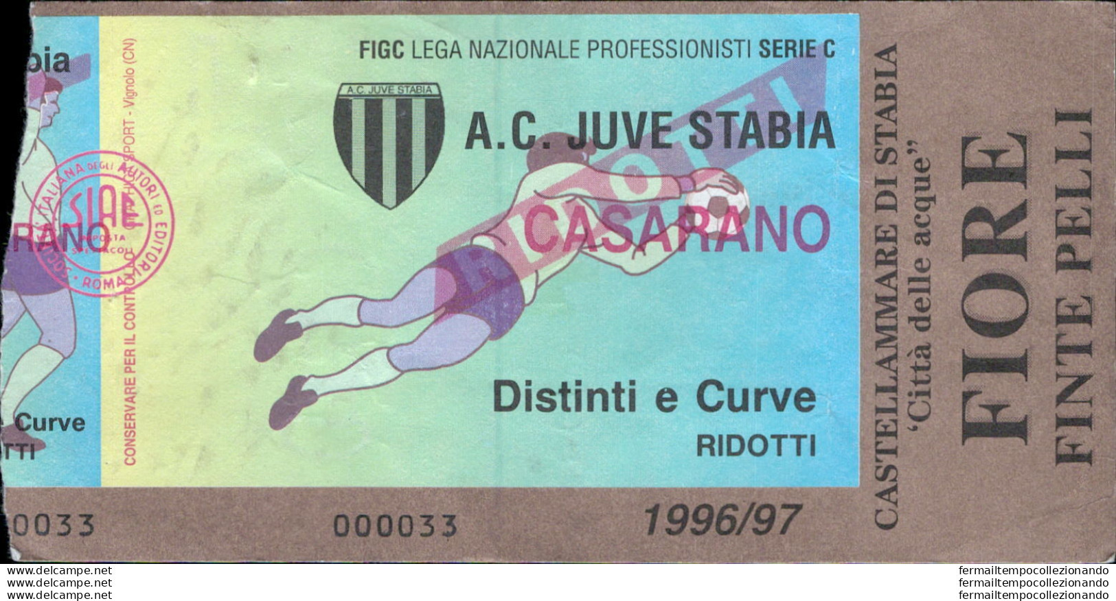 Bl46 Biglietto Calcio Ticket  Juve Stabia - Casarano 1996-97 - Eintrittskarten