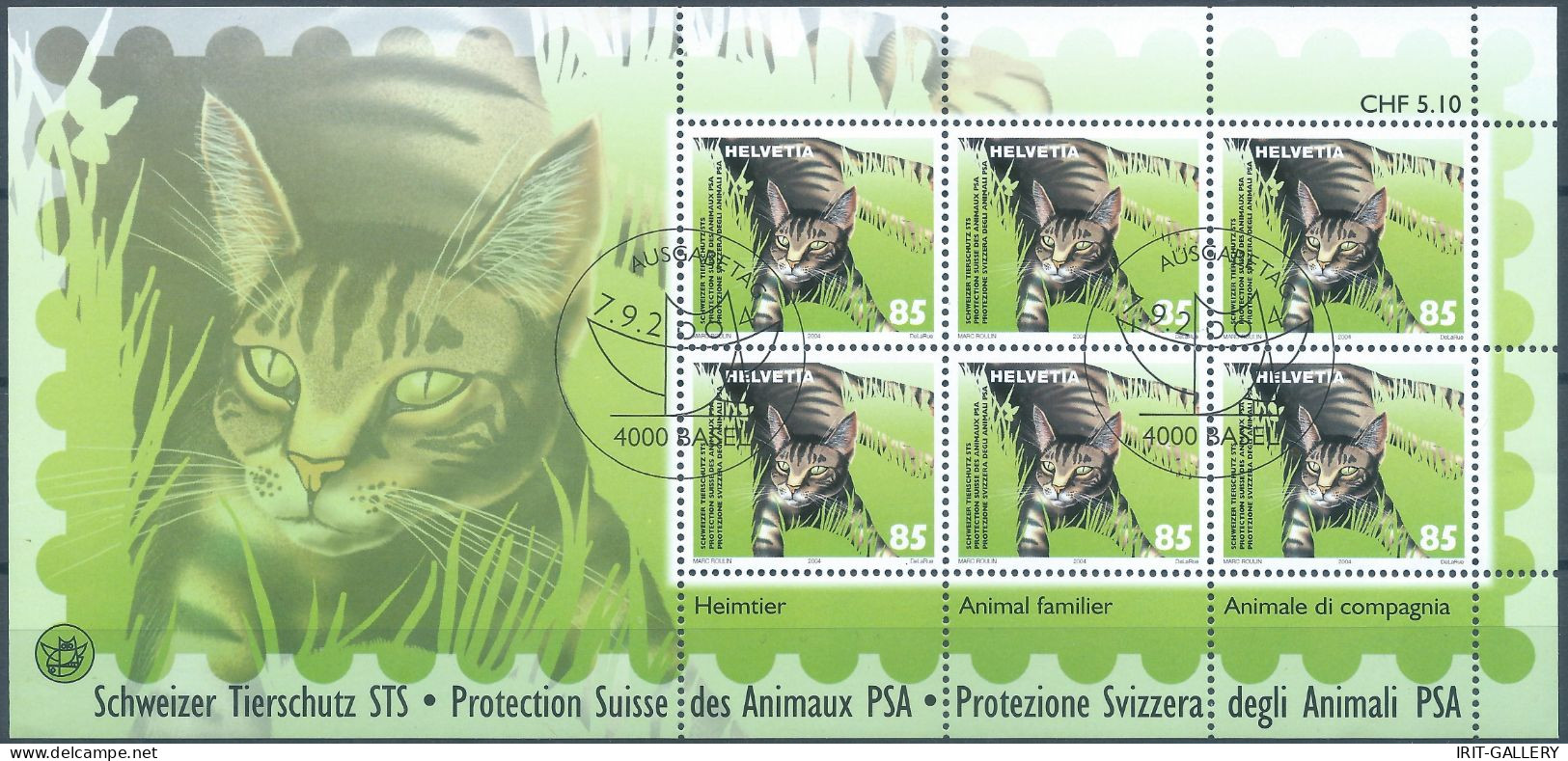 Switzerland-Suisse-HELVETIA,2004 Swiss Animal Protection,Three Mini Sheets With Cancellation From The Day Of Issue,Mint - Blocchi & Foglietti