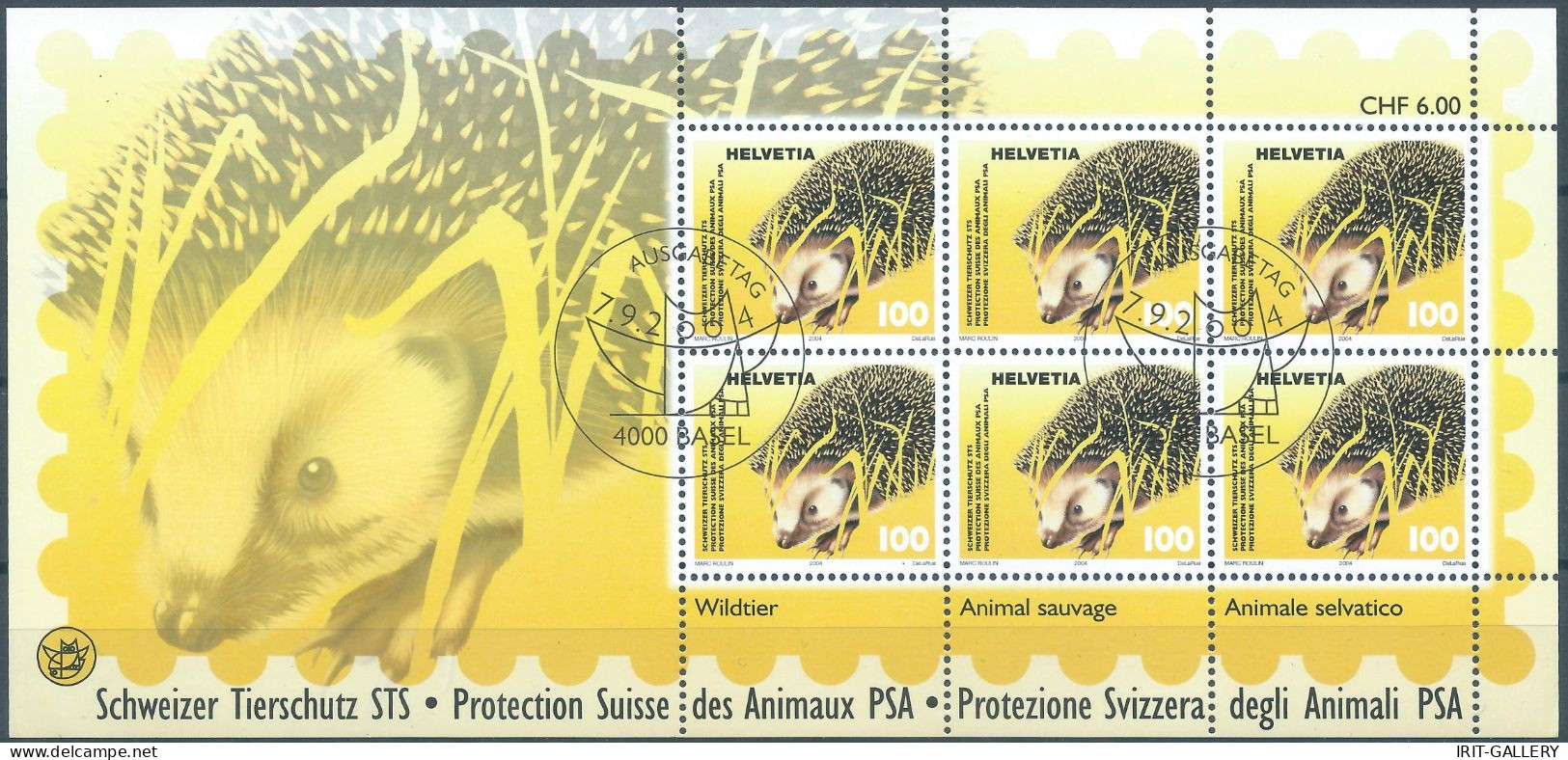 Switzerland-Suisse-HELVETIA,2004 Swiss Animal Protection,Three Mini Sheets With Cancellation From The Day Of Issue,Mint - Blocks & Sheetlets & Panes