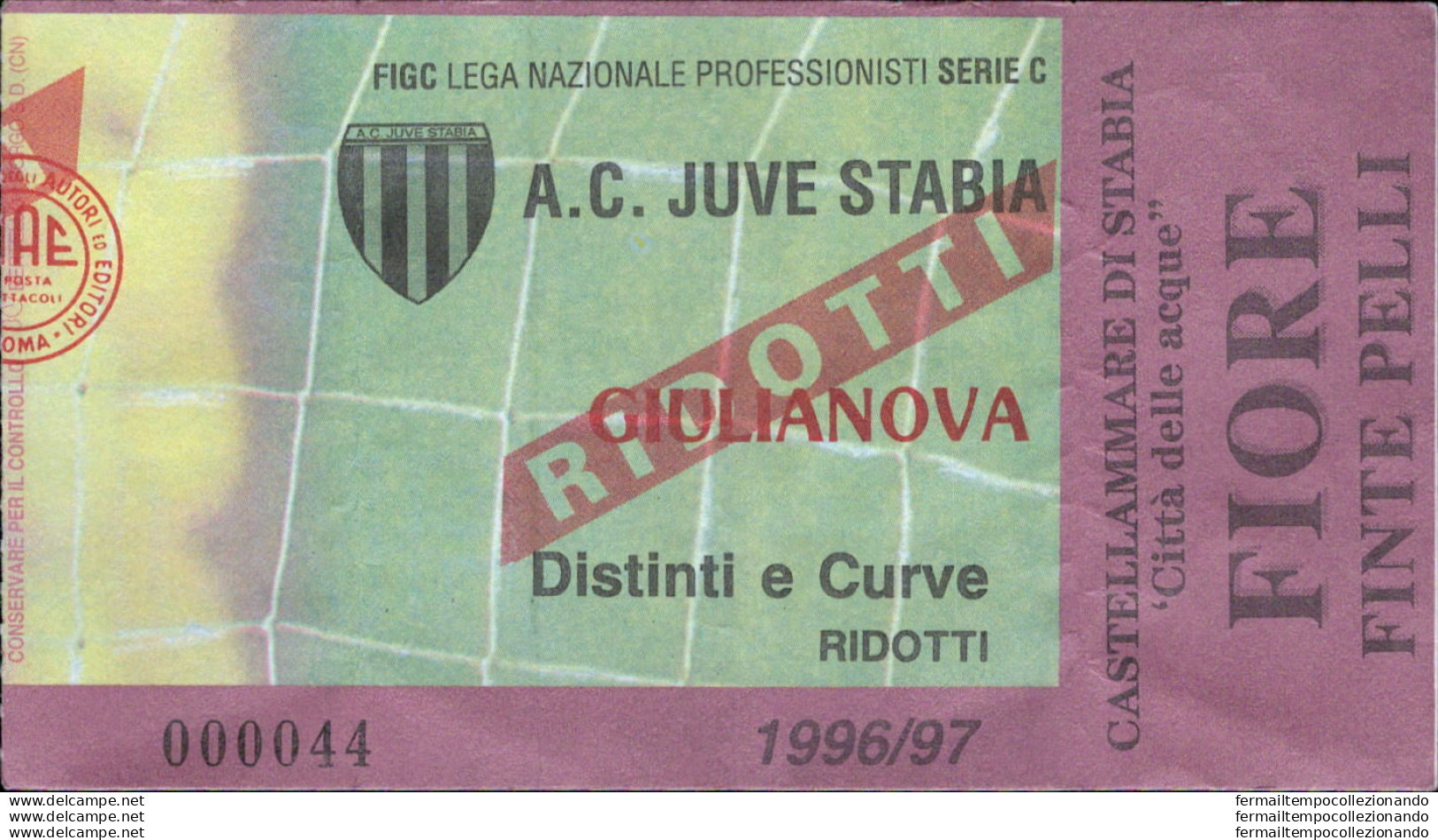 Bl64 Biglietto Calcio Ticket  Juve Stabia  - Giulianova 1996-97 - Eintrittskarten