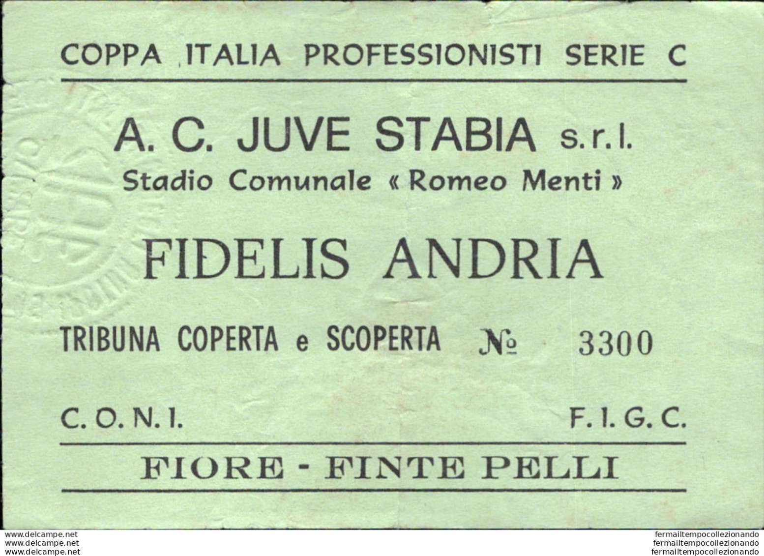 Bl41 Biglietto Calcio Ticket  Juve Stabia - Fidelis Andria - Toegangskaarten