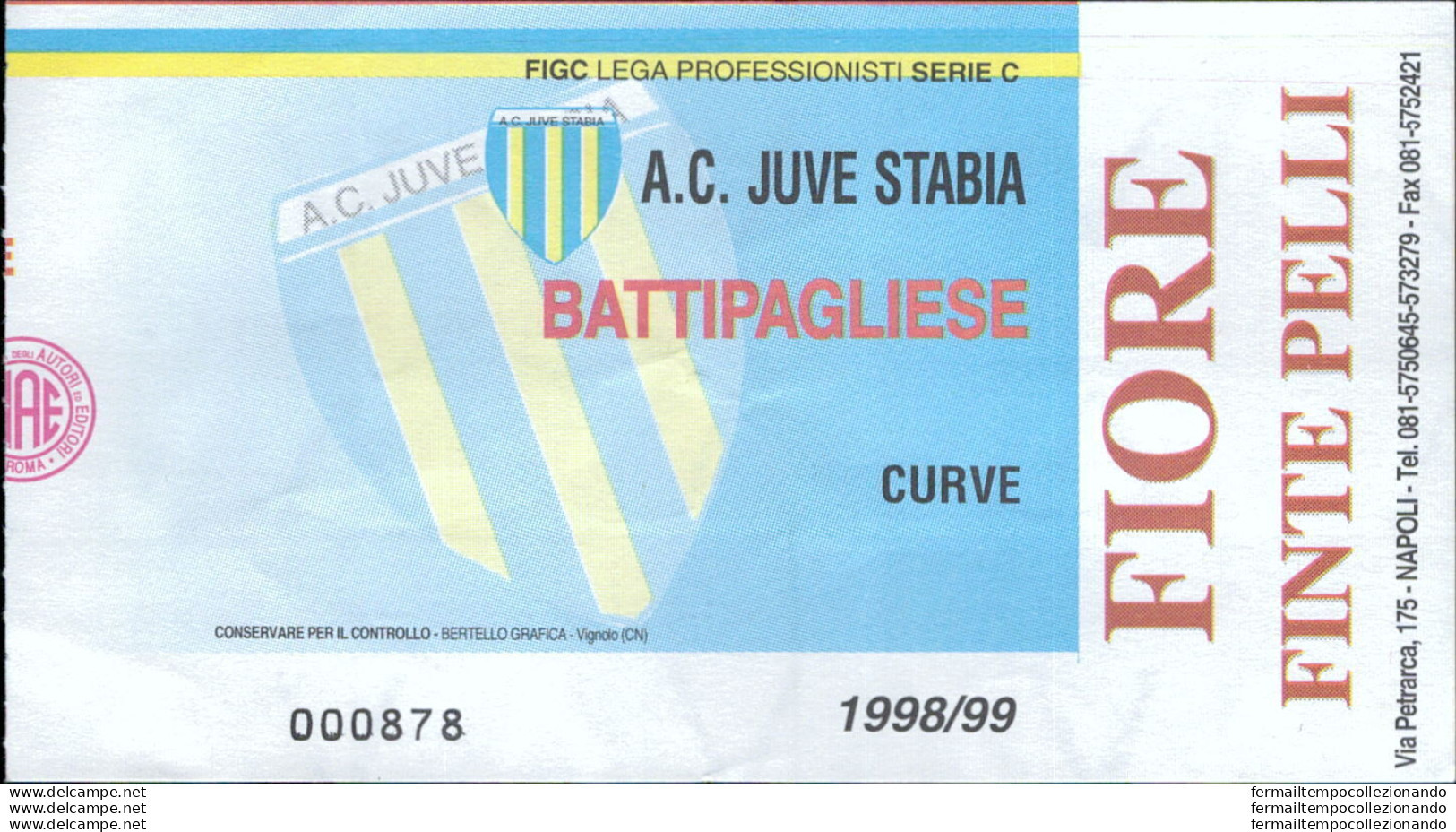 Bl56 Biglietto Calcio Ticket  Juve Stabia - Battipagliese 1998-99 - Toegangskaarten