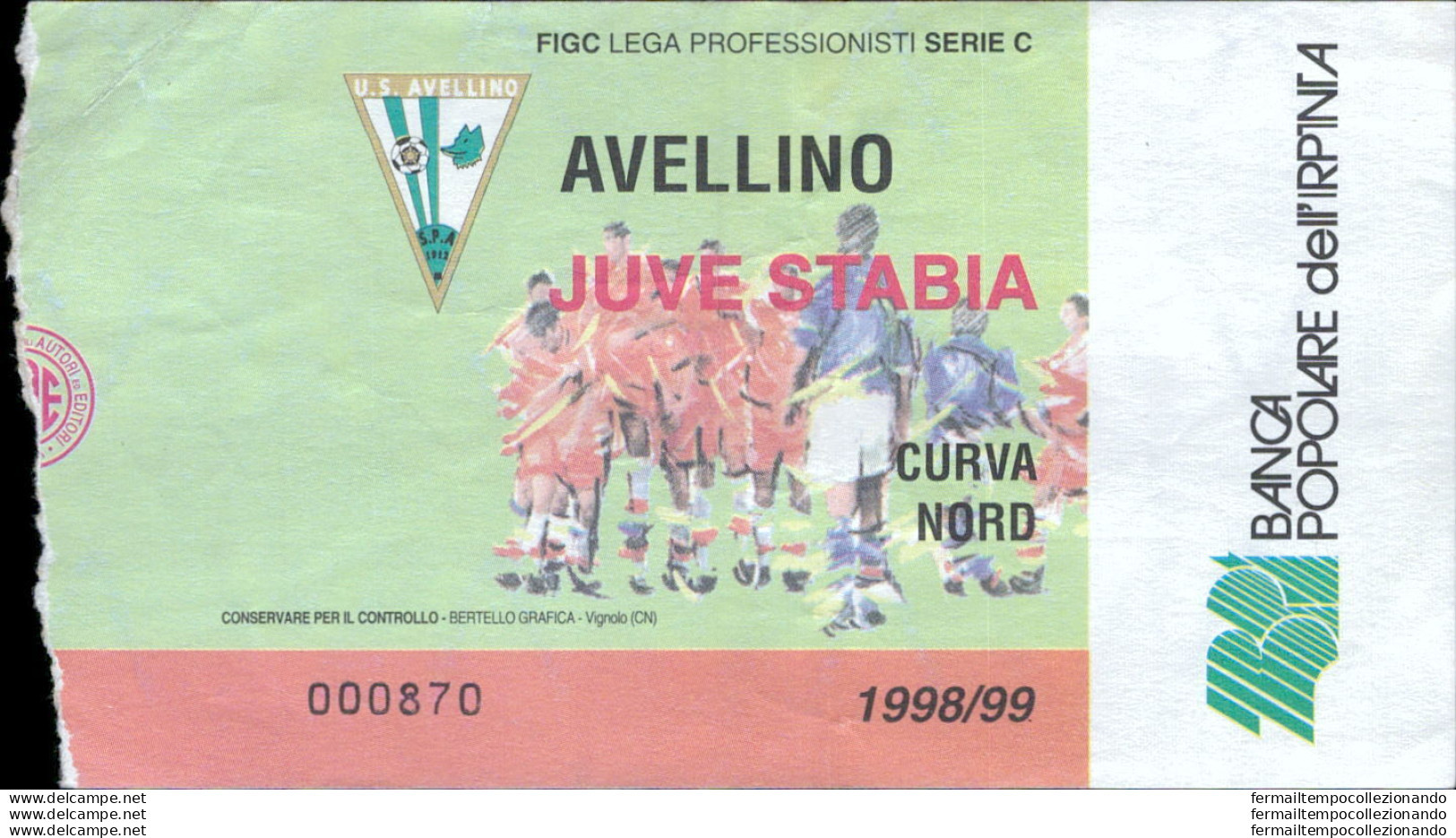 Bl57 Biglietto Calcio Ticket  Avellino - Juve Stabia 1998-99 - Eintrittskarten