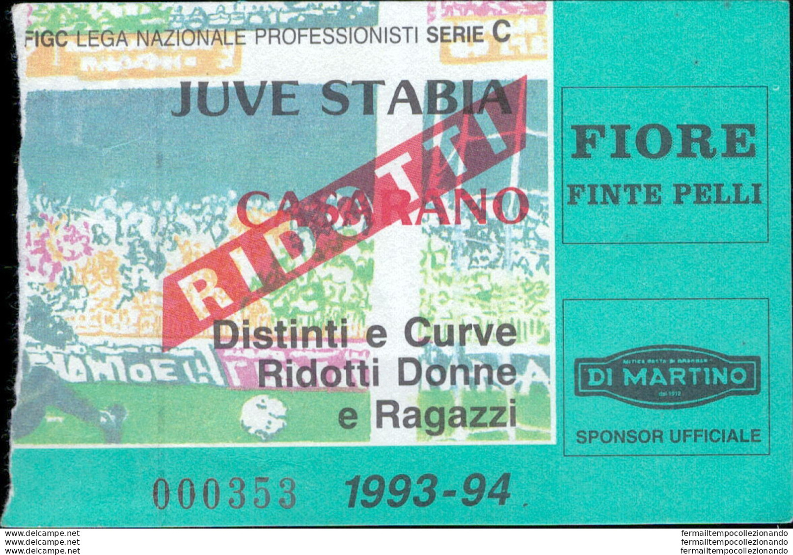 Bl99  Biglietto Calcio Ticket Juve Stabia - Casarano 1993-94 - Toegangskaarten