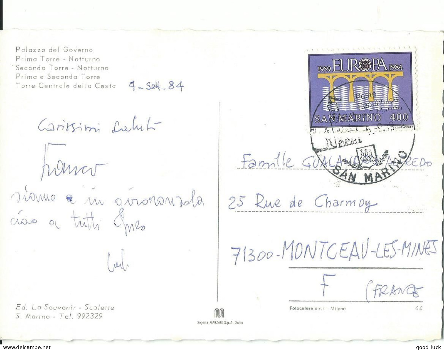 SAINT MARIN LETTRE 400L  POUR MONTCEAU LES MINES ( SAONE ET LOIRE )  DE 1984 LETTRE COVER - Lettres & Documents