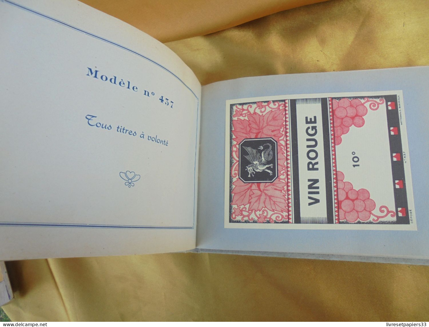 Imprimerie Wetterwald Bordeaux Modéle D'Etiquettes Pour Vins Ordinaires Et D'Alérie 1955 - Lots & Sammlungen