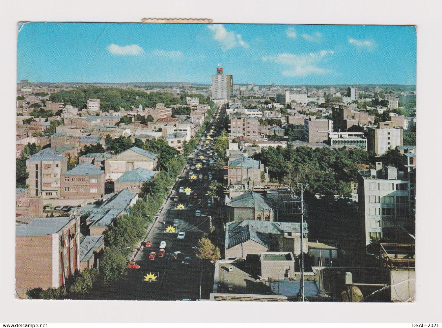 IRAN Teheran Ave. SHAH General View, Many Old Car, Buildings, Photo Postcard W/Topic Stamps-Coin Sent To Bulgaria /67704 - Irán