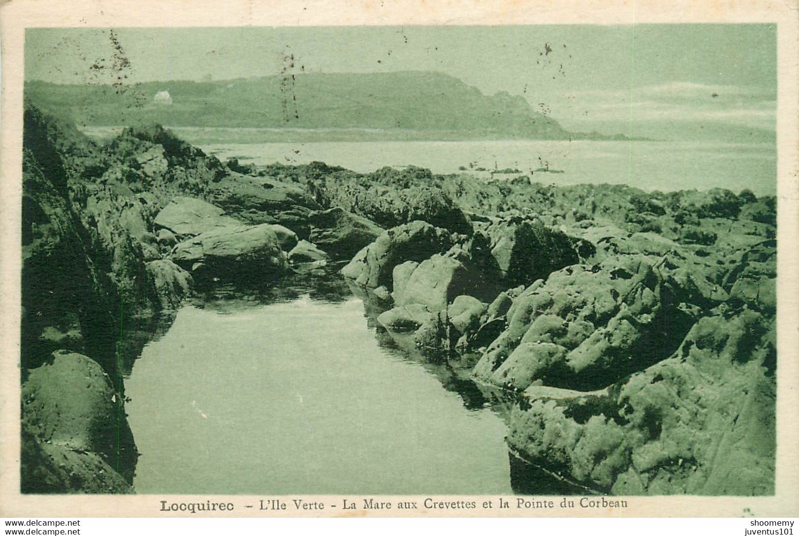 CPA Locquirec-L'ile Verte-La Mare Aux Crevettes Et La Pointe Du Corbeau-Timbre   L1442 - Locquirec