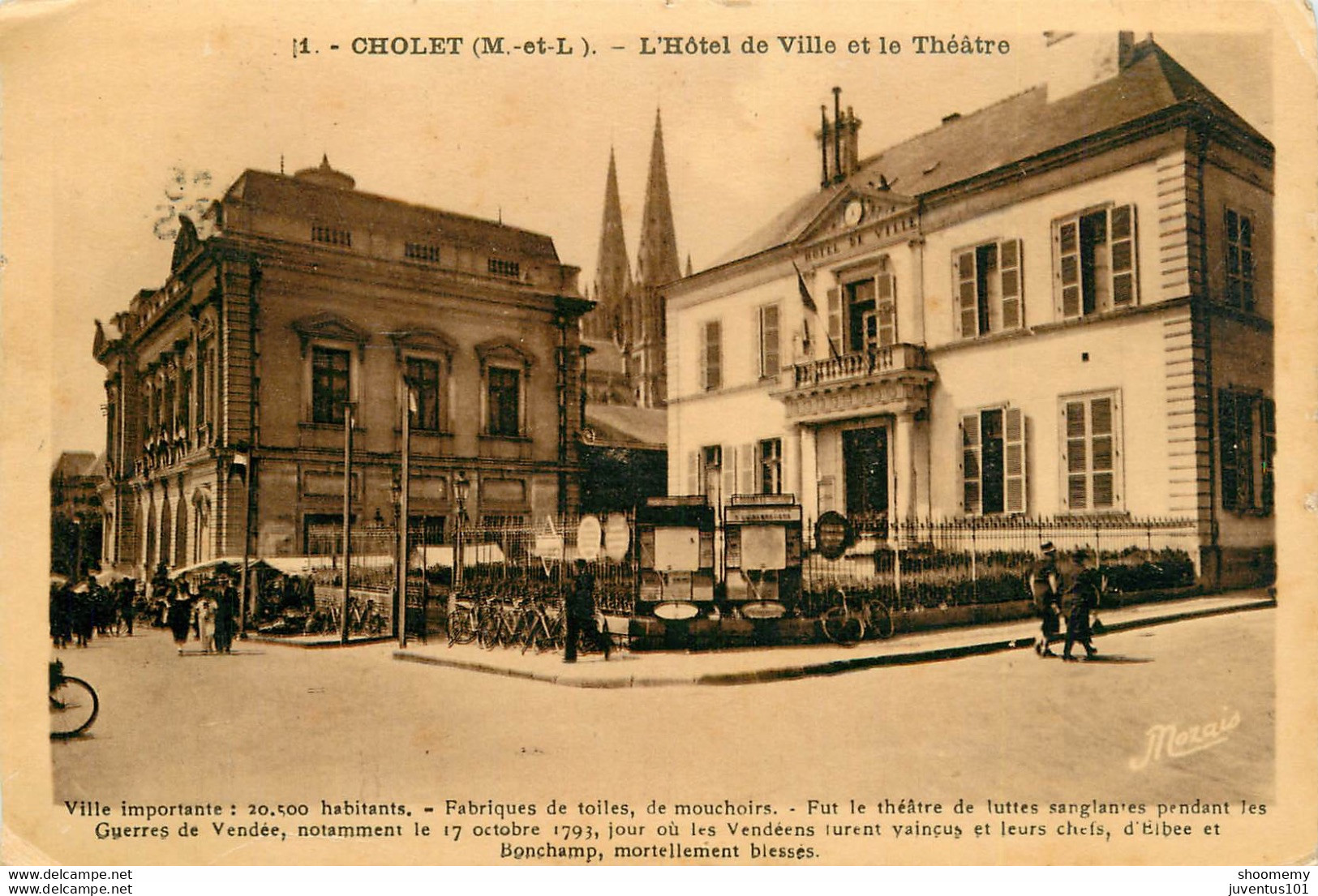 CPA Cholet-L'hôtel De Ville Et Le Théâtre-Timbre     L1445 - Cholet