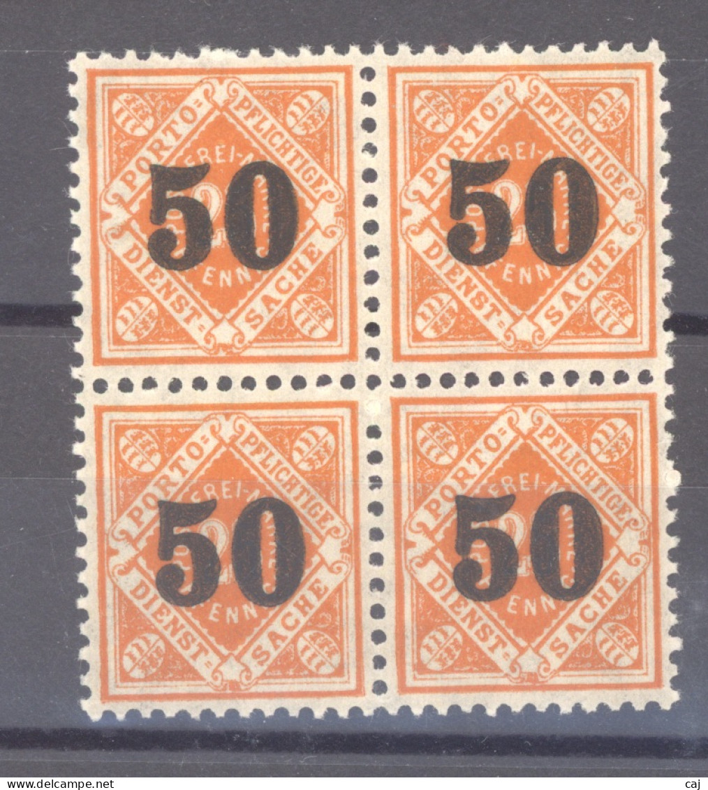 Wurtemberg  -  Service  :  Mi  185  **   Bloc De 4 - Mint