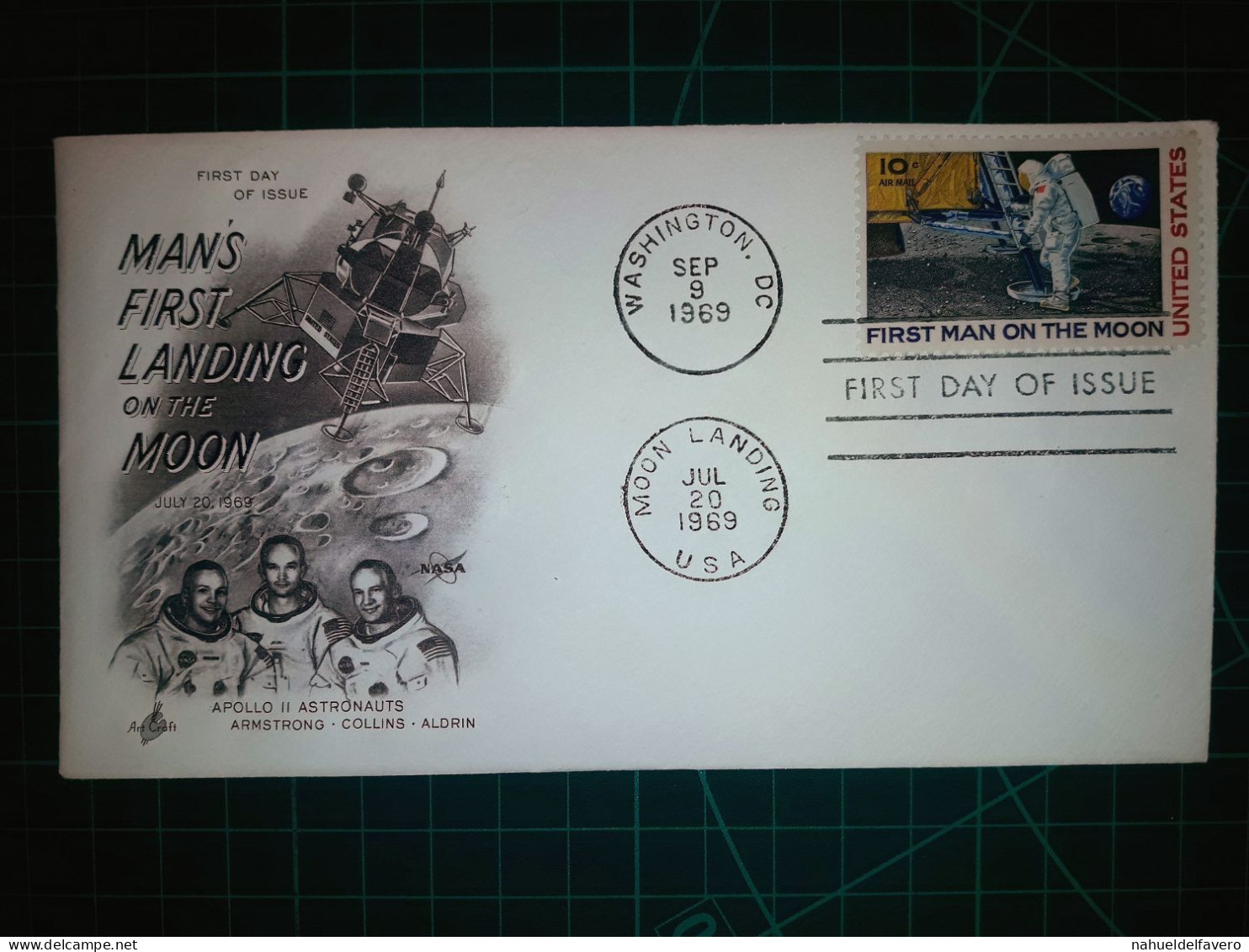 ÉTATS-UNIS : Enveloppe FDC Commémorative Du "Premier Atterrissage De L'homme Sur La Lune". Cachet De La Poste à Washing - 1961-1970