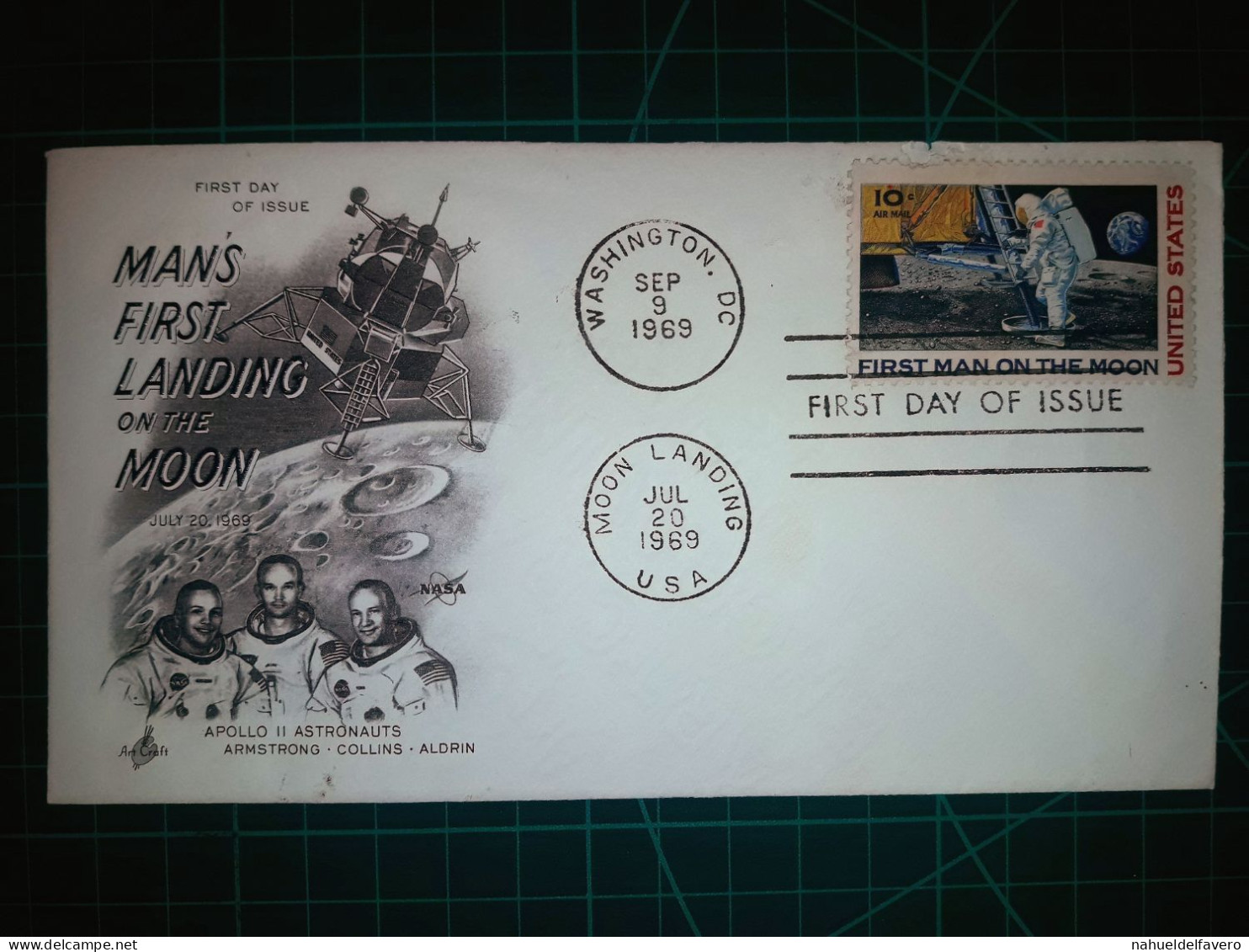 ÉTATS-UNIS : Enveloppe FDC Commémorative Du "Premier Atterrissage De L'homme Sur La Lune". Cachet De La Poste à Washing - 1961-1970