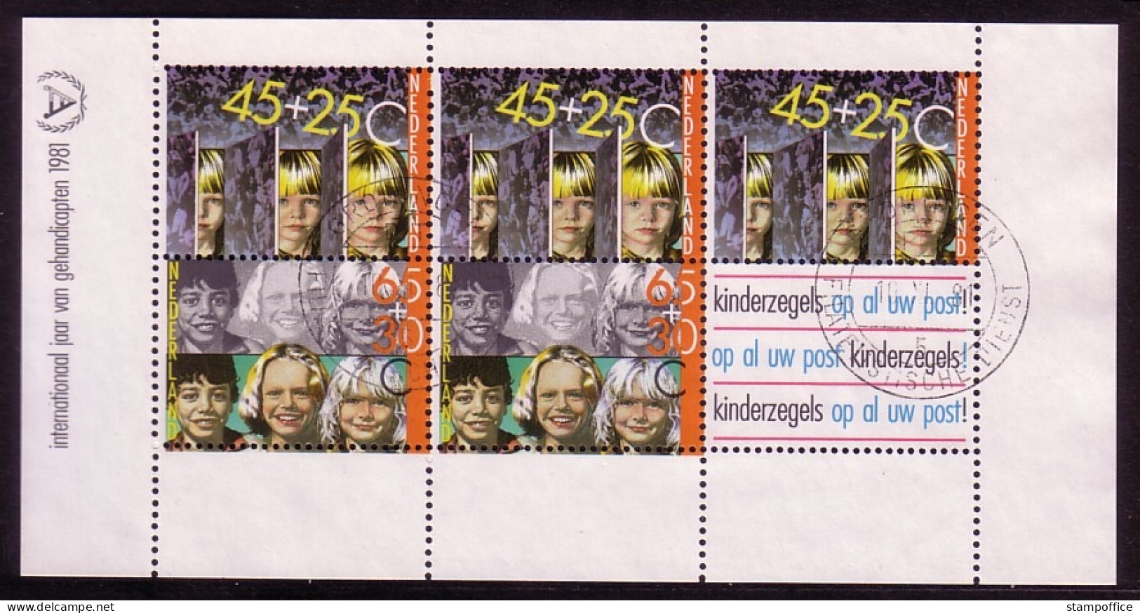 NIEDERLANDE BLOCK 23 GESTEMPELT(USED) INTERNATIONALES JAHR DER BEHINDERTEN 1981 - Blocs