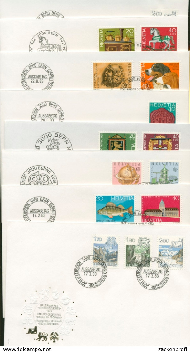 Schweiz 1983 Ersttagsbriefe Jahrgang 1983 FDC Komplett (F5503) - FDC