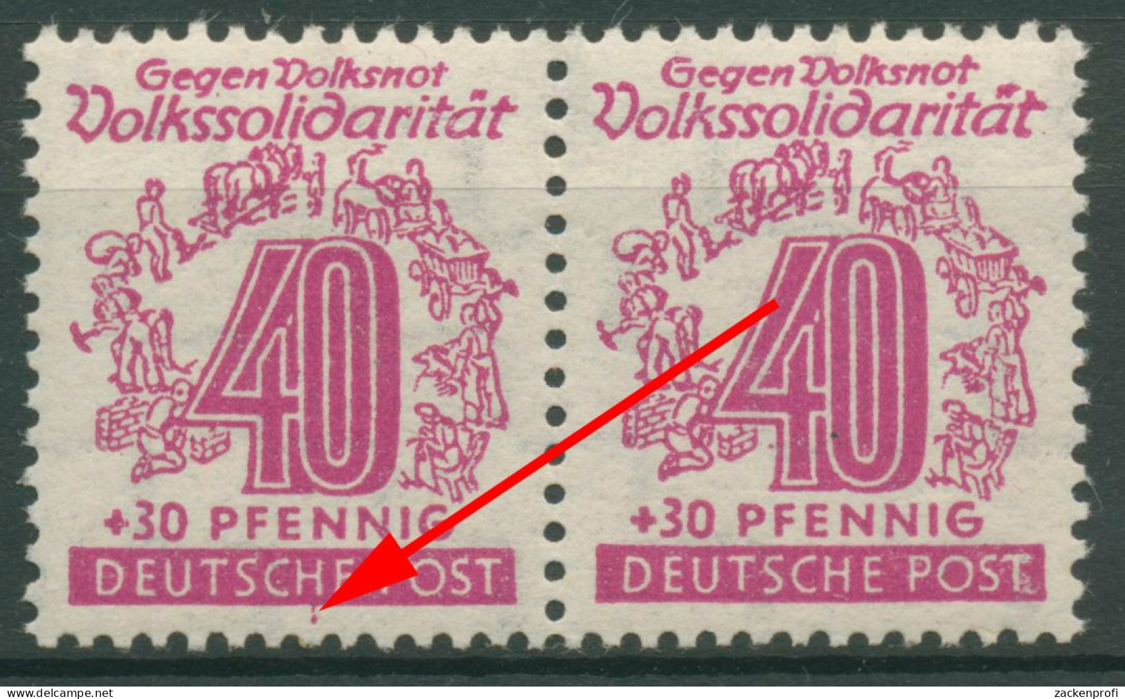 SBZ West-Sachsen 1946 Volkssolidarität Mit Plattenfehler 148 Y A V Postfrisch - Autres & Non Classés