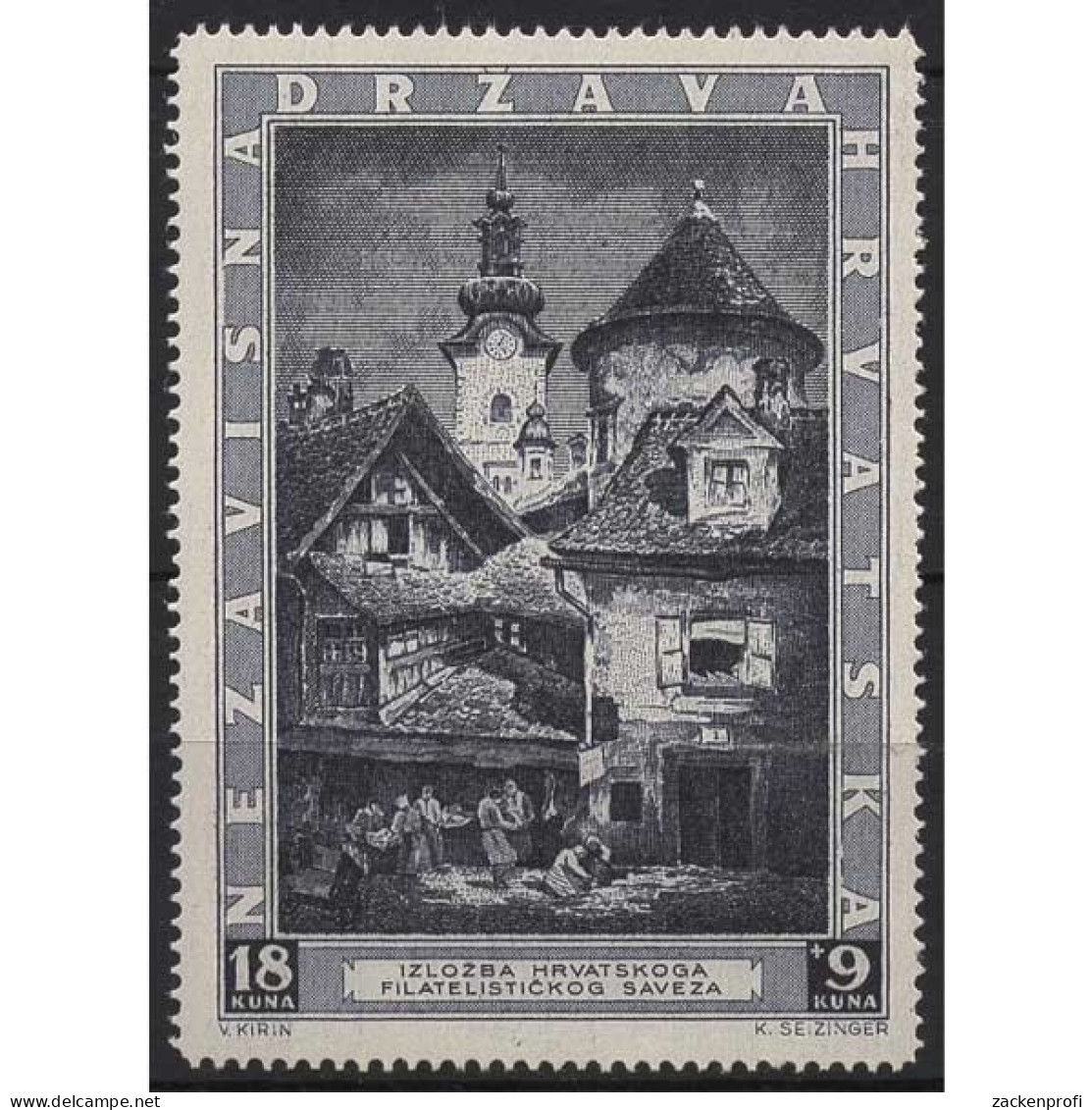 Kroatien 1943 Briefmarkenausstellung Zagreb Kloster Kirche 115 Postfrisch - Croazia