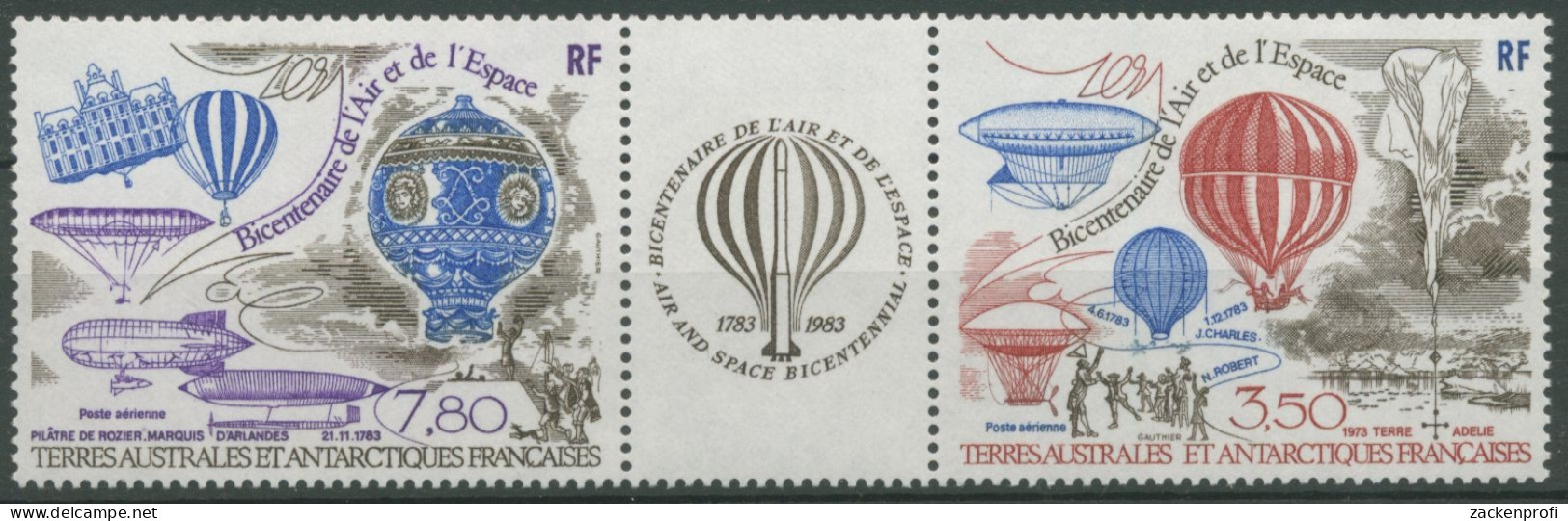 Franz. Antarktis 1984 200 Jahre Luftfahrt Ballon 192/93 ZD Postfrisch (C26314) - Unused Stamps
