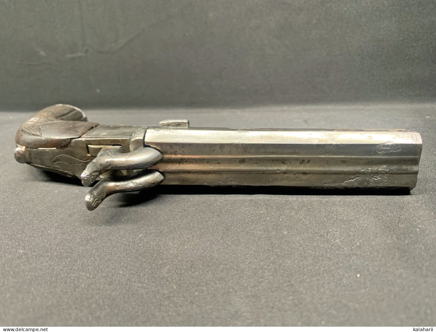 PISTOLET A BROCHE A DOUBLE CANONS , LOUIS-PHILIPPE PUIS NAPOLEON III, FONCTIONNEMENT  OK. - Armes Neutralisées