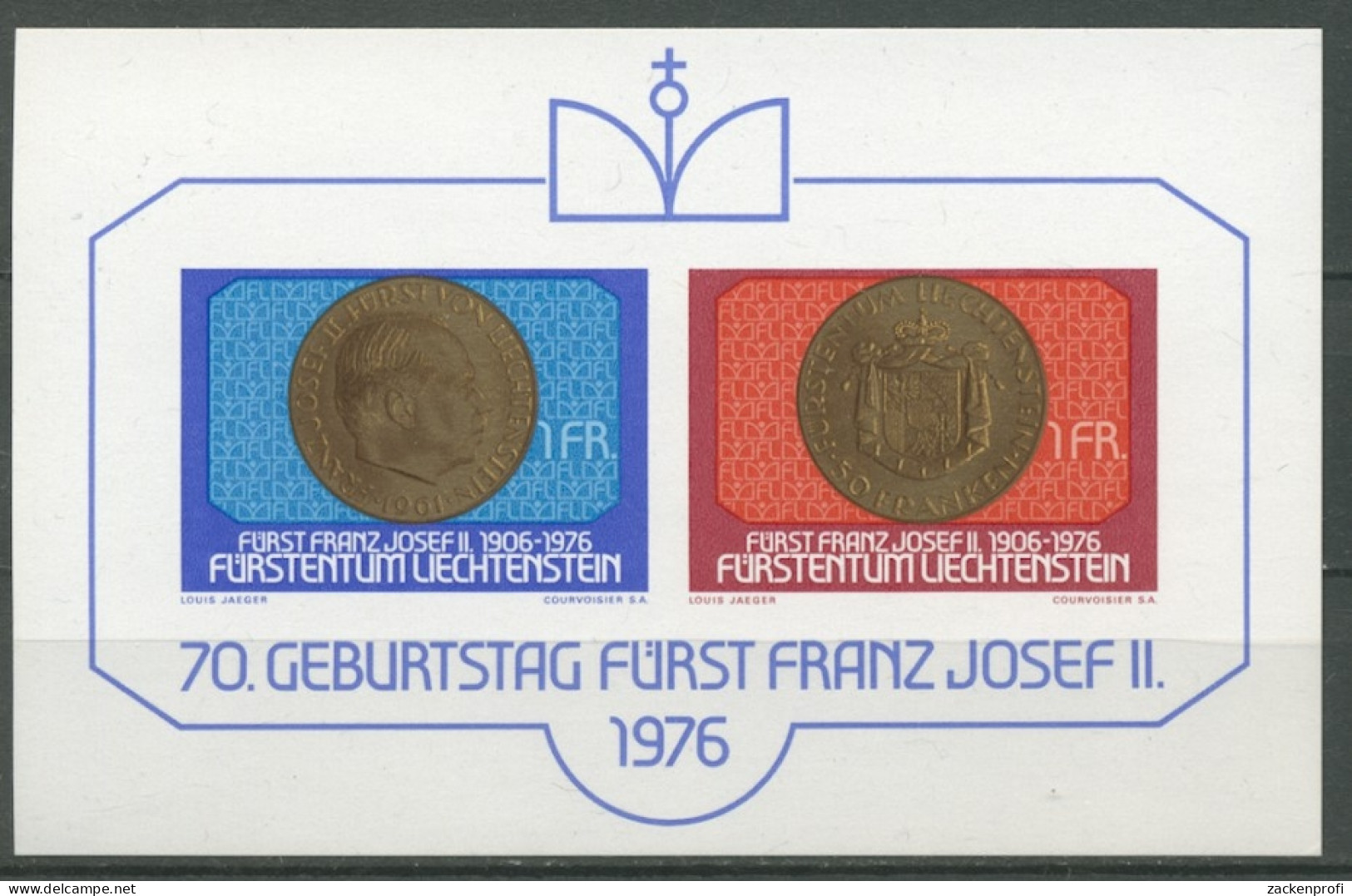 Liechtenstein 1976 70. G. V. Fürst Franz Josef II. Block 10 Postfrisch (C13663) - Neufs