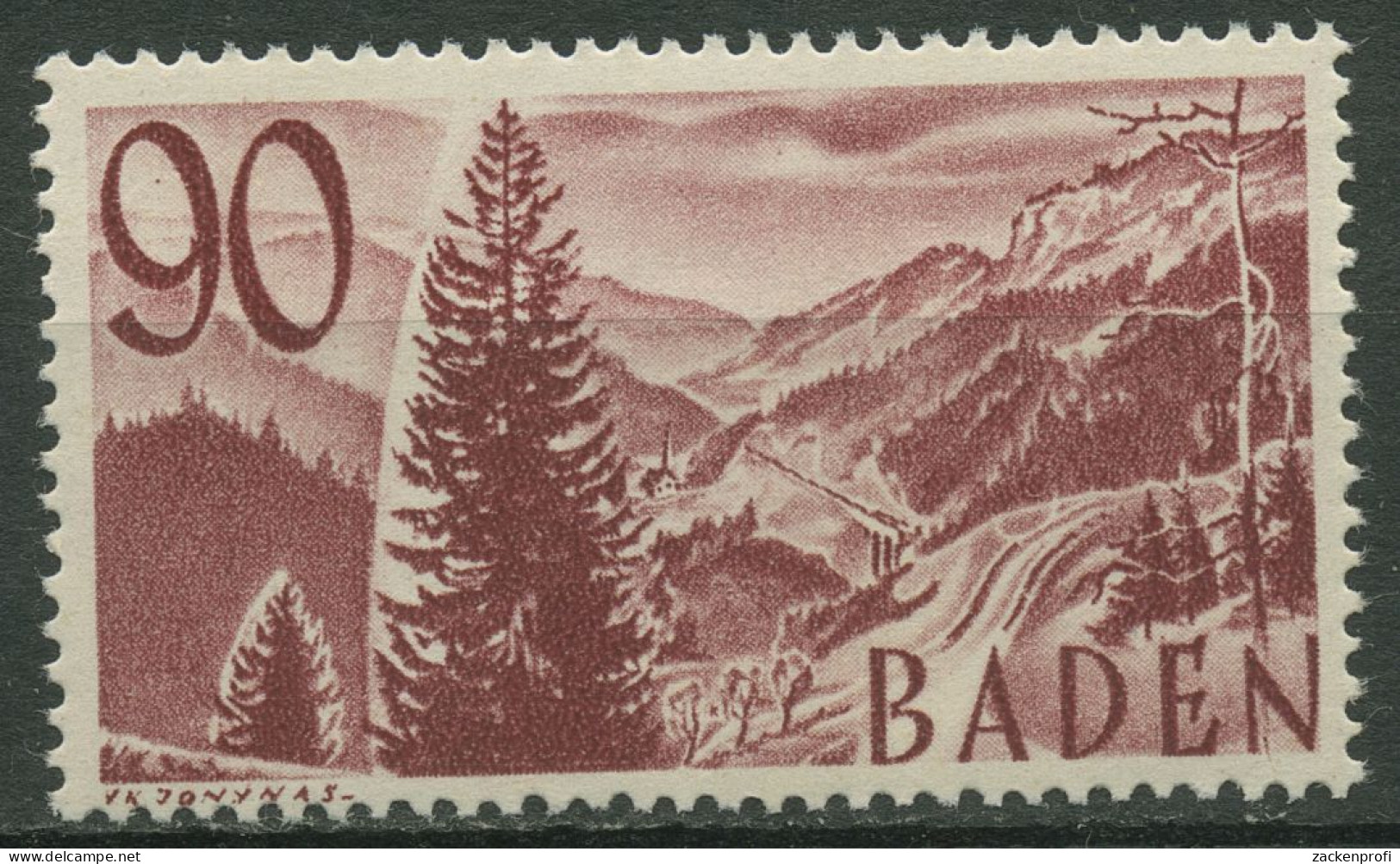 Französische Zone: Baden 1948/49 Höllental Schwarzwald 37 Postfrisch - Bade