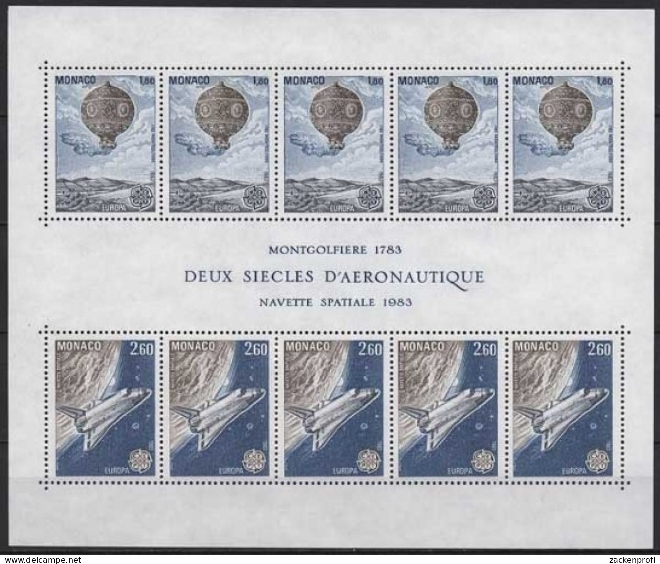 Monaco 1983 Europa CEPT Große Werke Fliegen Block 23 Postfrisch (C91390) - Blocs