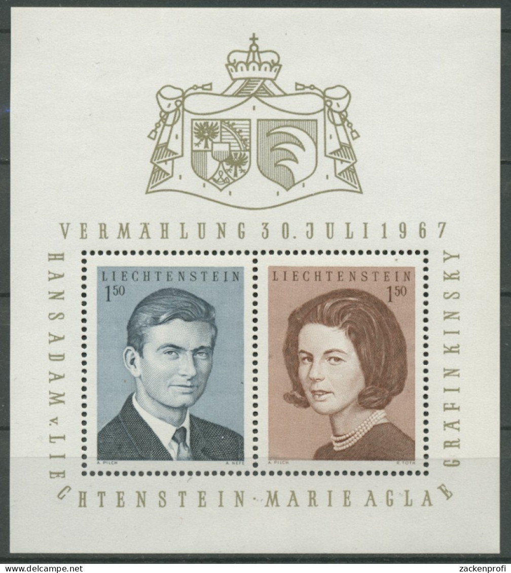 Liechtenstein 1967 Hochzeit Erbprinz Hans-Adam Block 7 Postfrisch (C13657) - Neufs