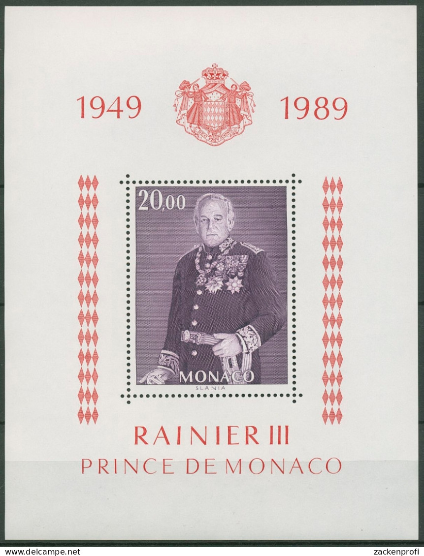 Monaco 1989 Fürst Rainier Thronjubiläum Block 43 Postfrisch (C91349) - Blocks & Kleinbögen