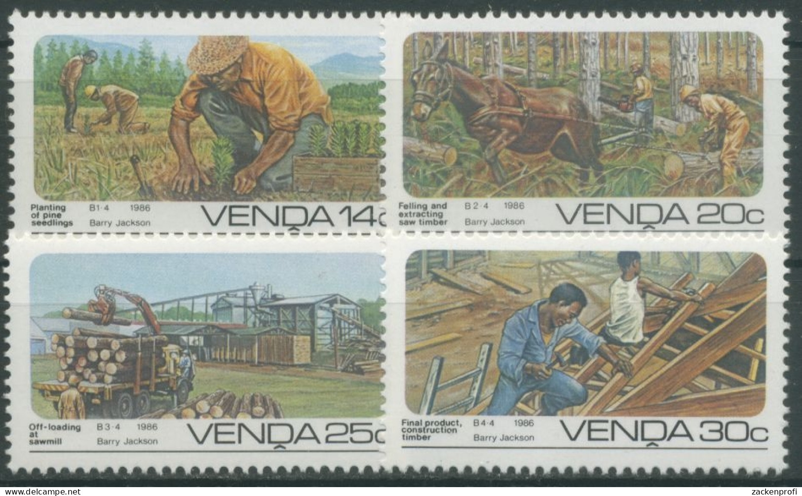 Venda 1986 Forstwirtschaft Holz Ernte Verarbeitung 142/45 Postfrisch - Venda