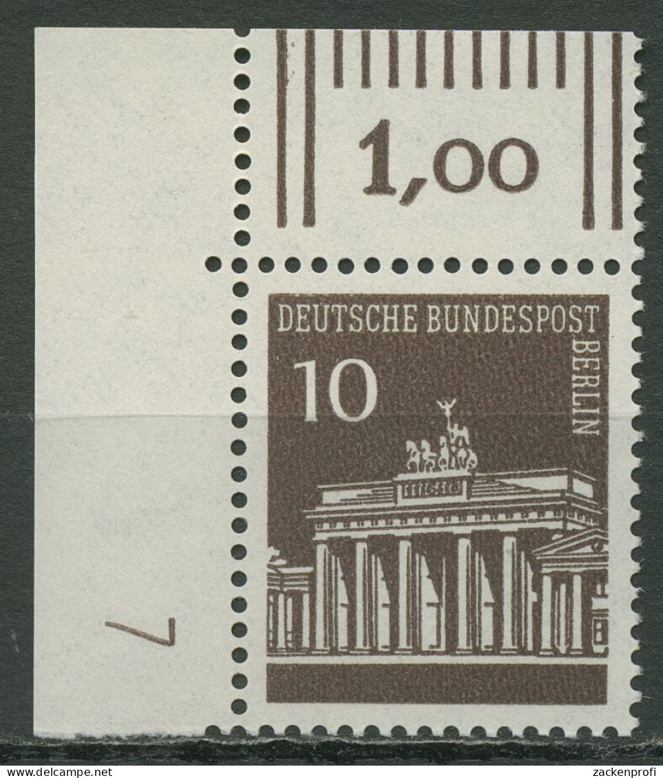 Berlin 1966 Brandenburger Tor Ecke Mit Druckerzeichen 286 DZ 7 Postfrisch - Unused Stamps