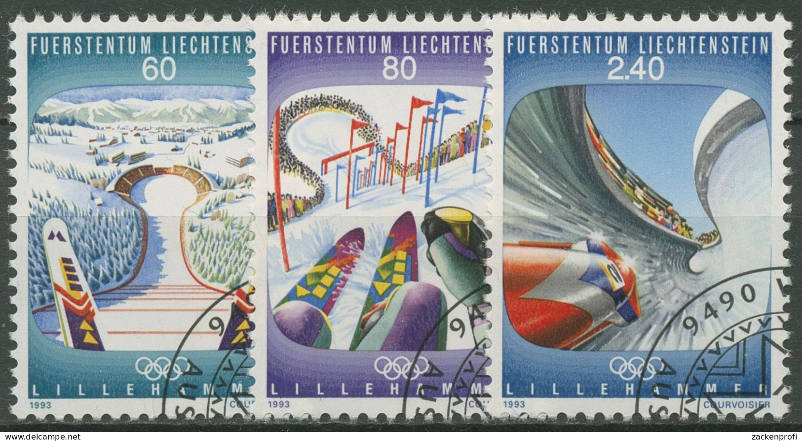 Liechtenstein 1993 Olympia Winterspiele Lillehammer'94 1076/78 Gestempelt - Usados