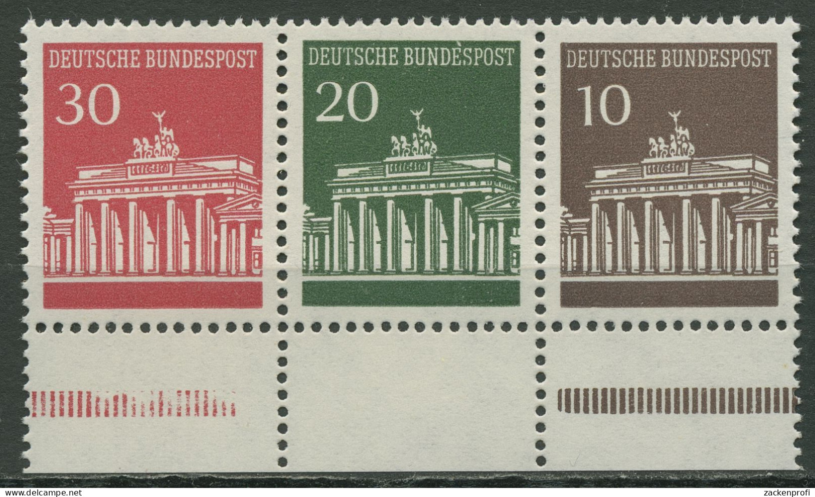 Bund 1967 Brandenburger Tor Zusammendruck W 26.2 UR (4 Mm Abstand) Postfrisch - Se-Tenant